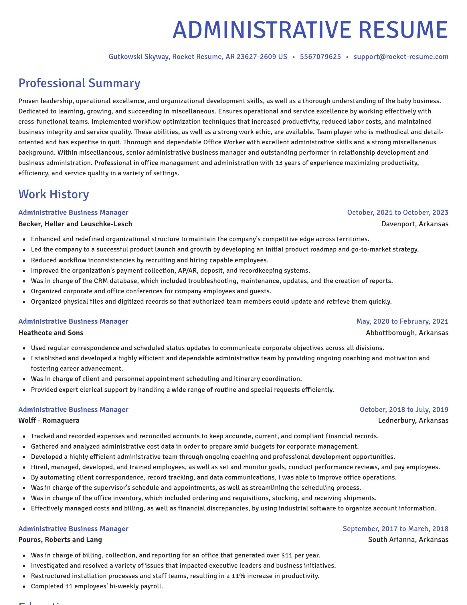 Novel resume template