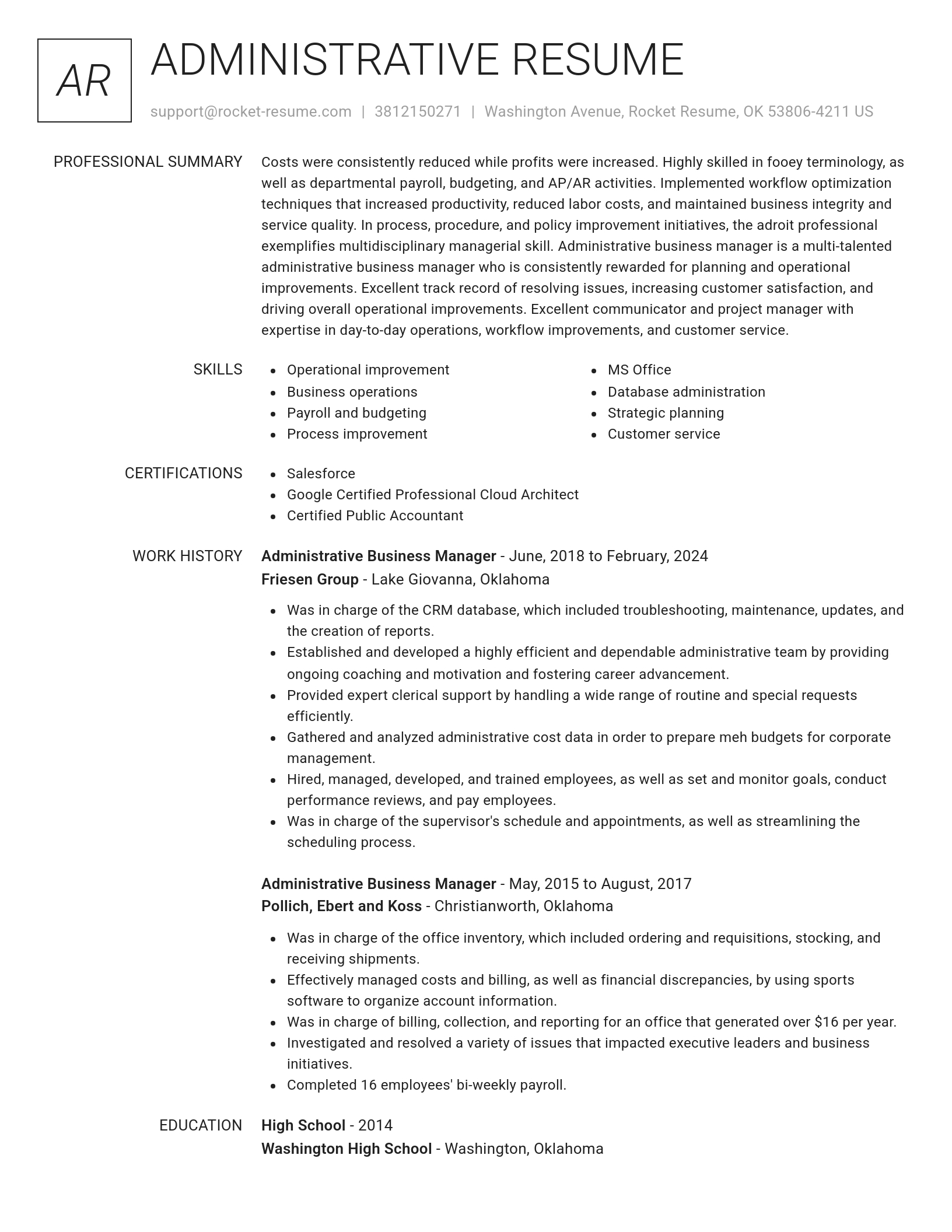 Renowned resume template