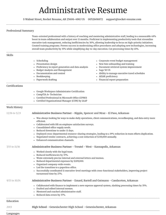 Dignified resume template