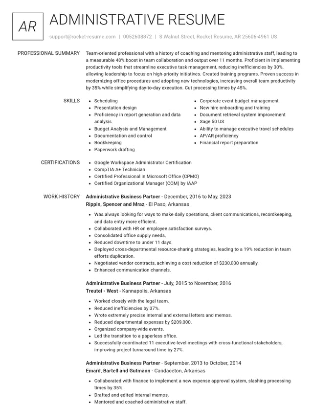Renowned resume template
