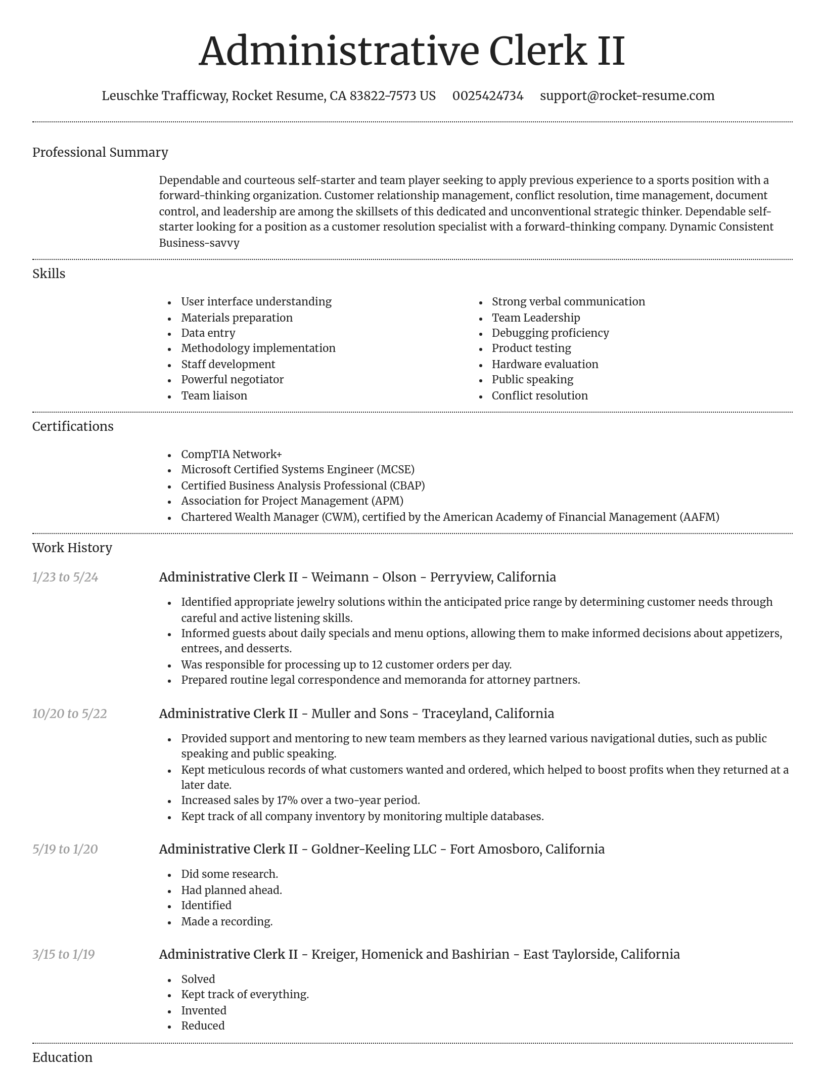 Dignified resume template