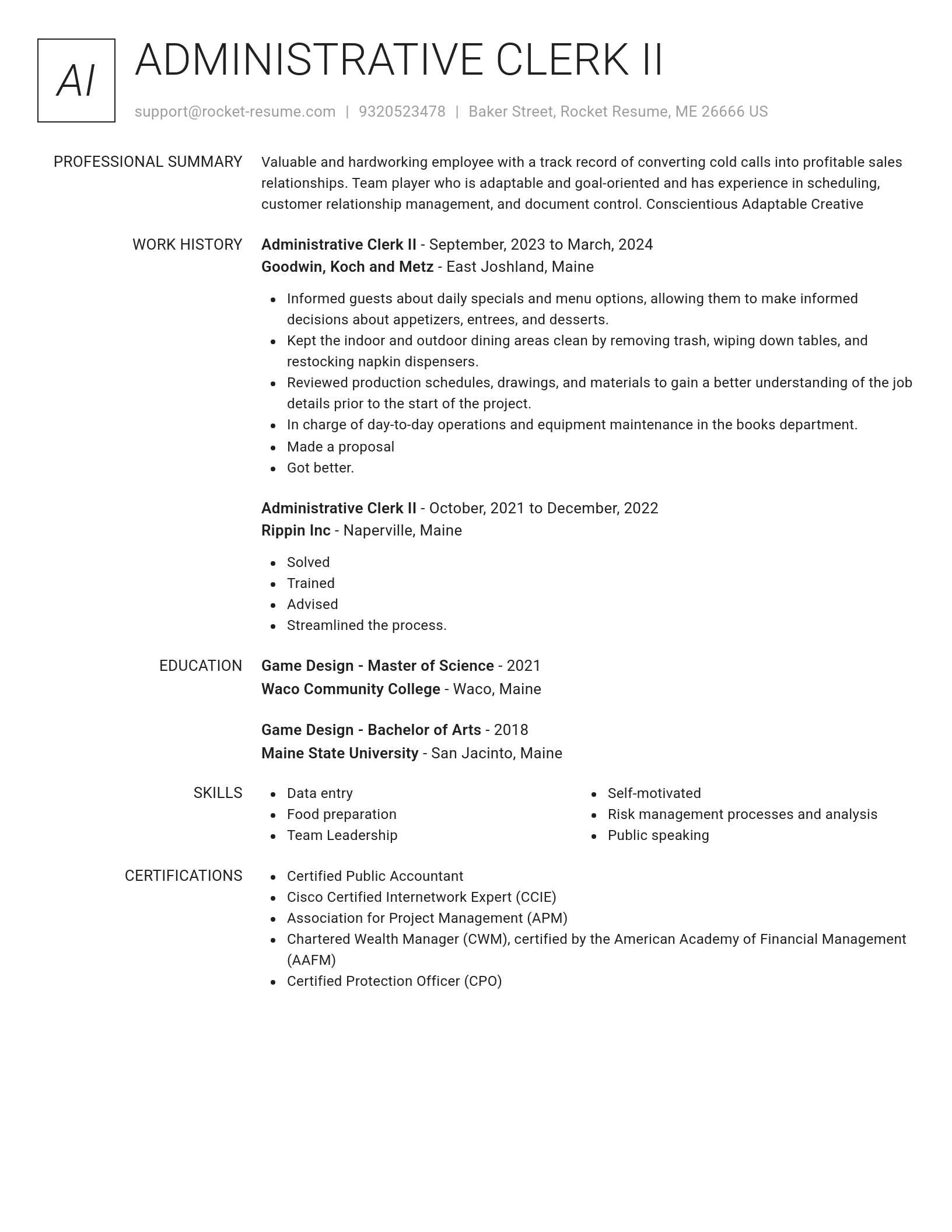 Renowned resume template