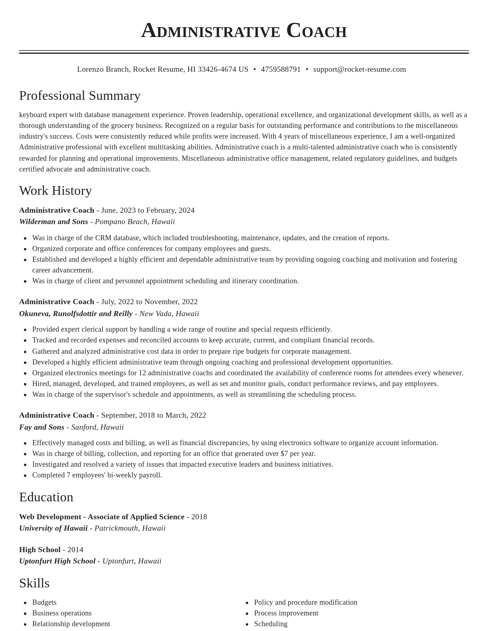 Classic resume template