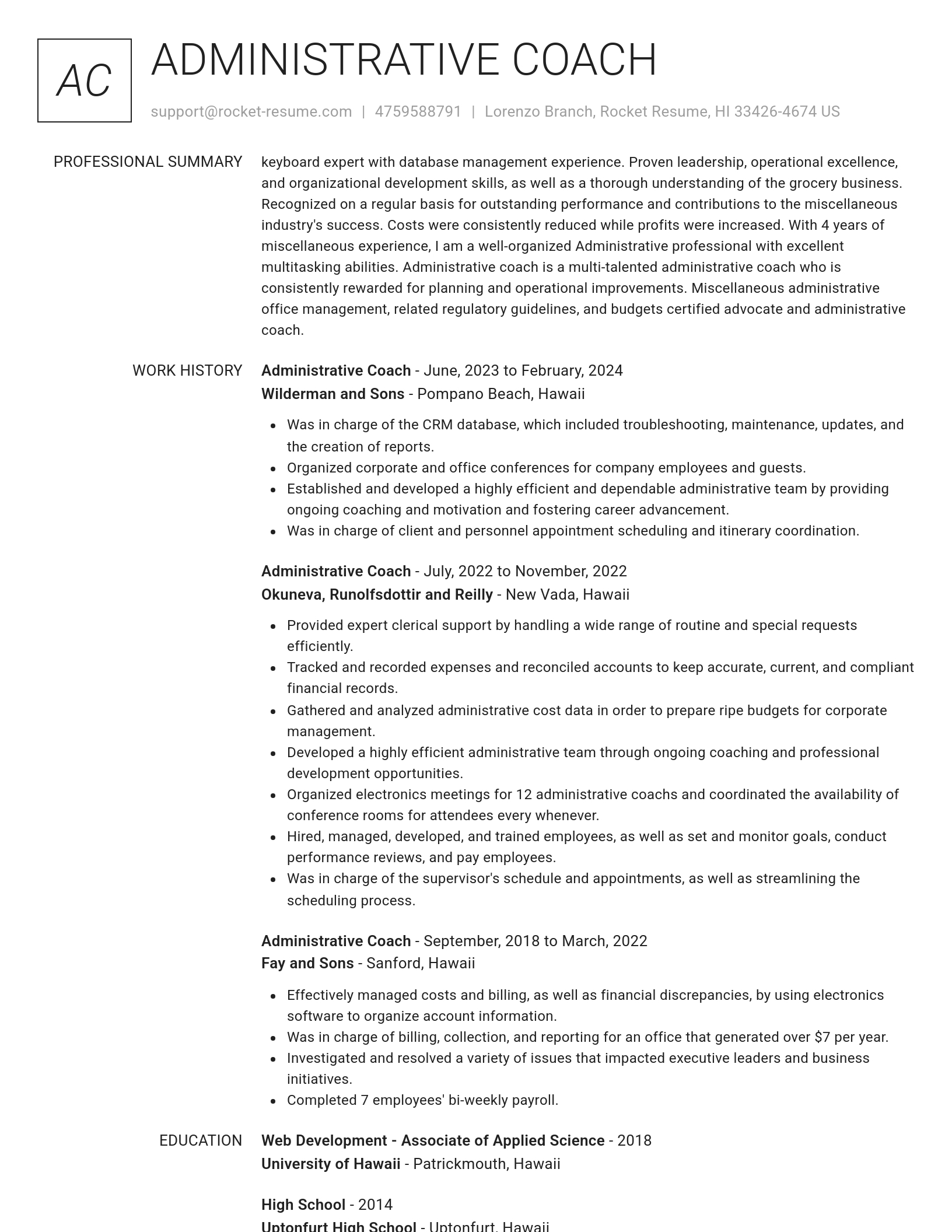 Renowned resume template