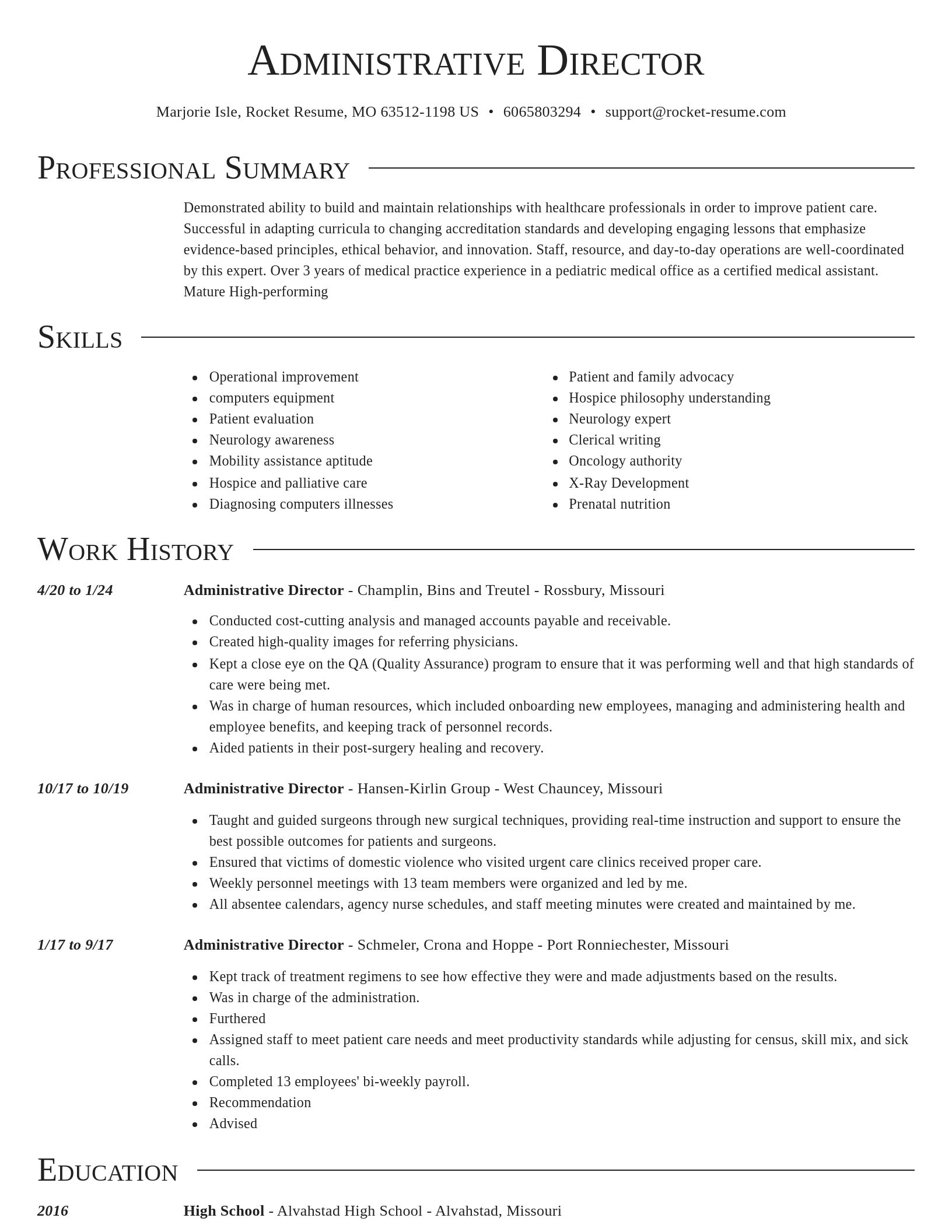 Director resume template