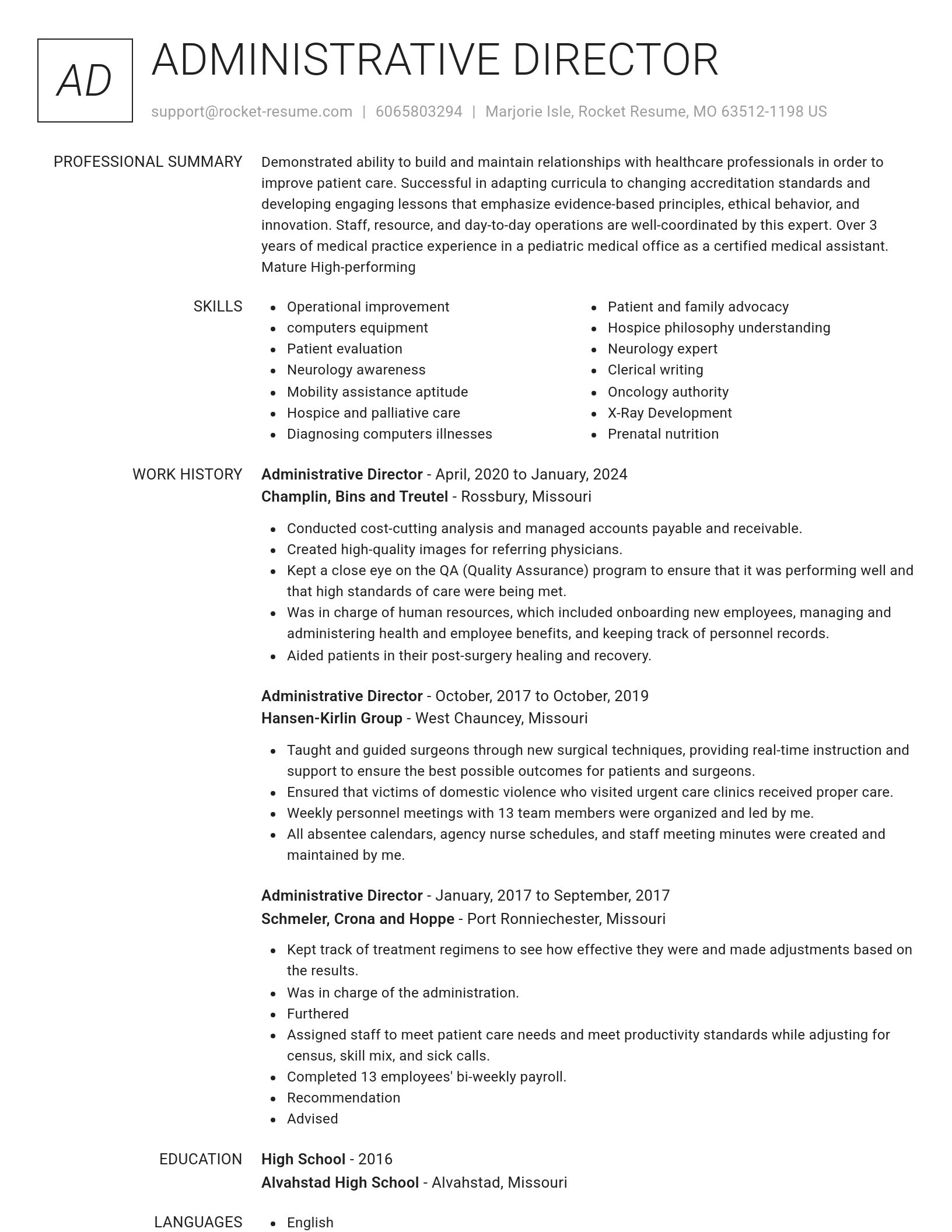 Renowned resume template
