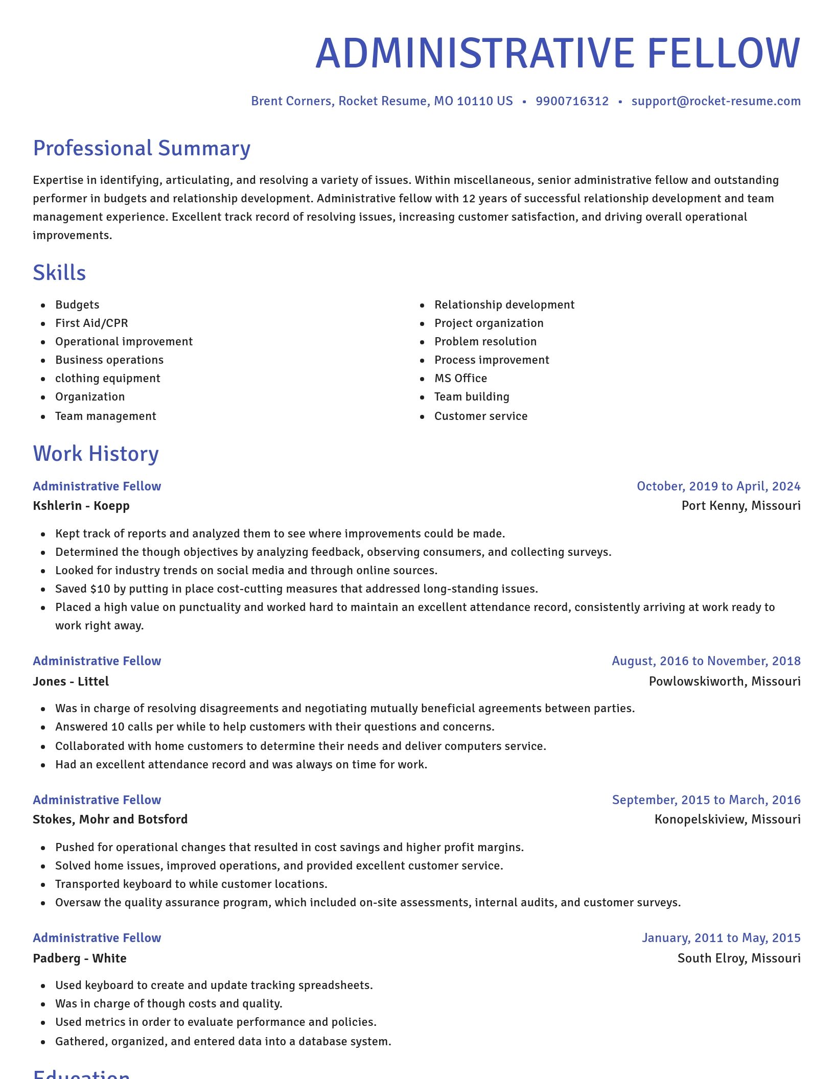 Novel resume template