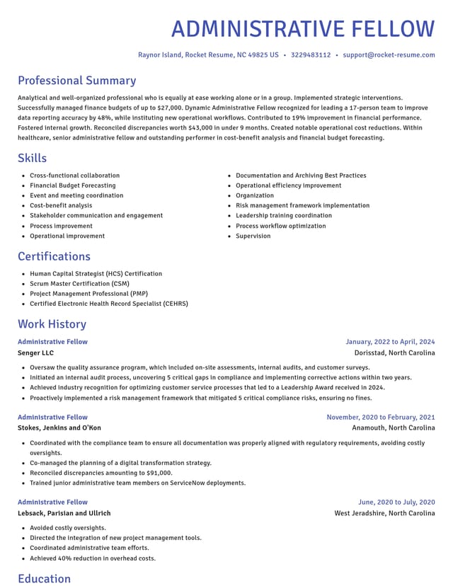 Novel resume template