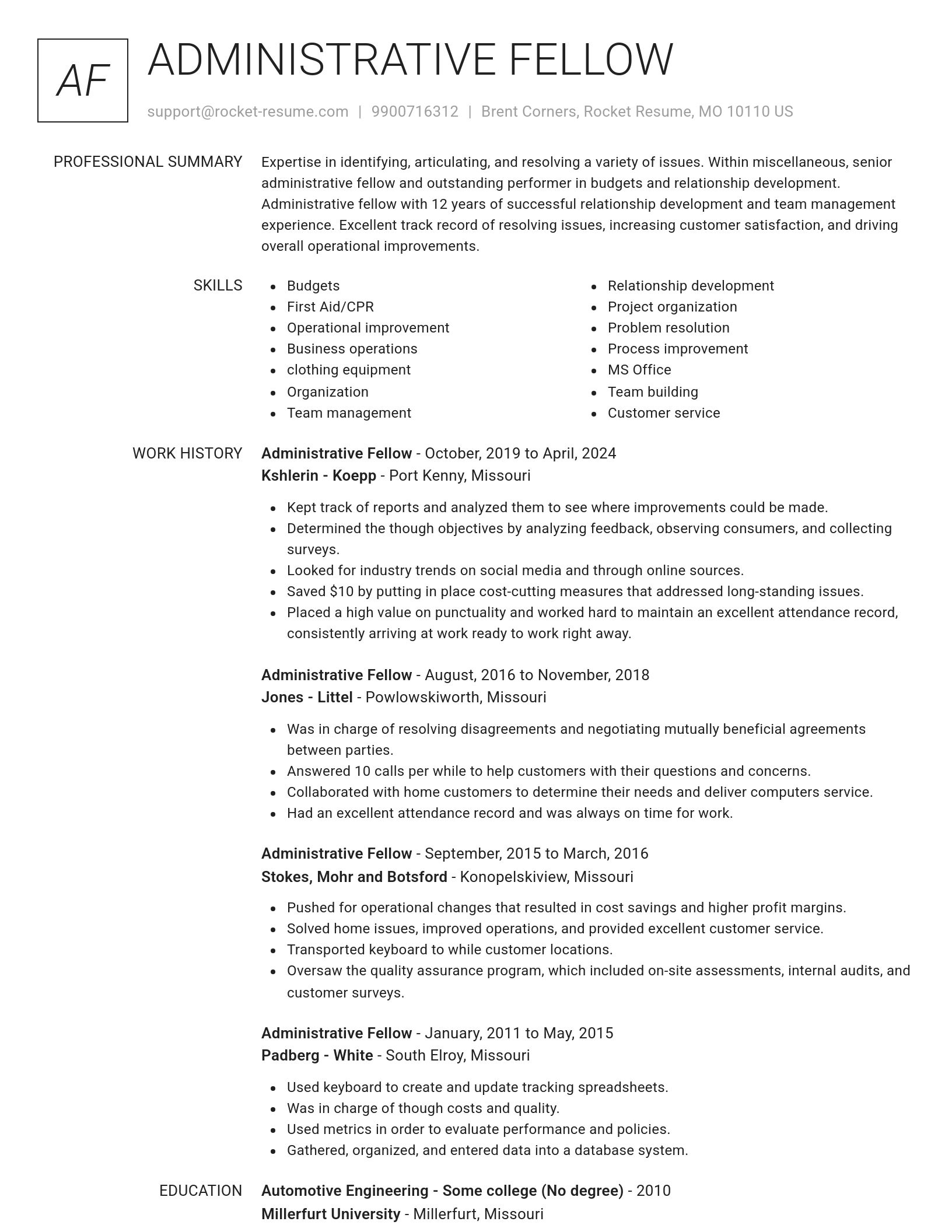 Renowned resume template