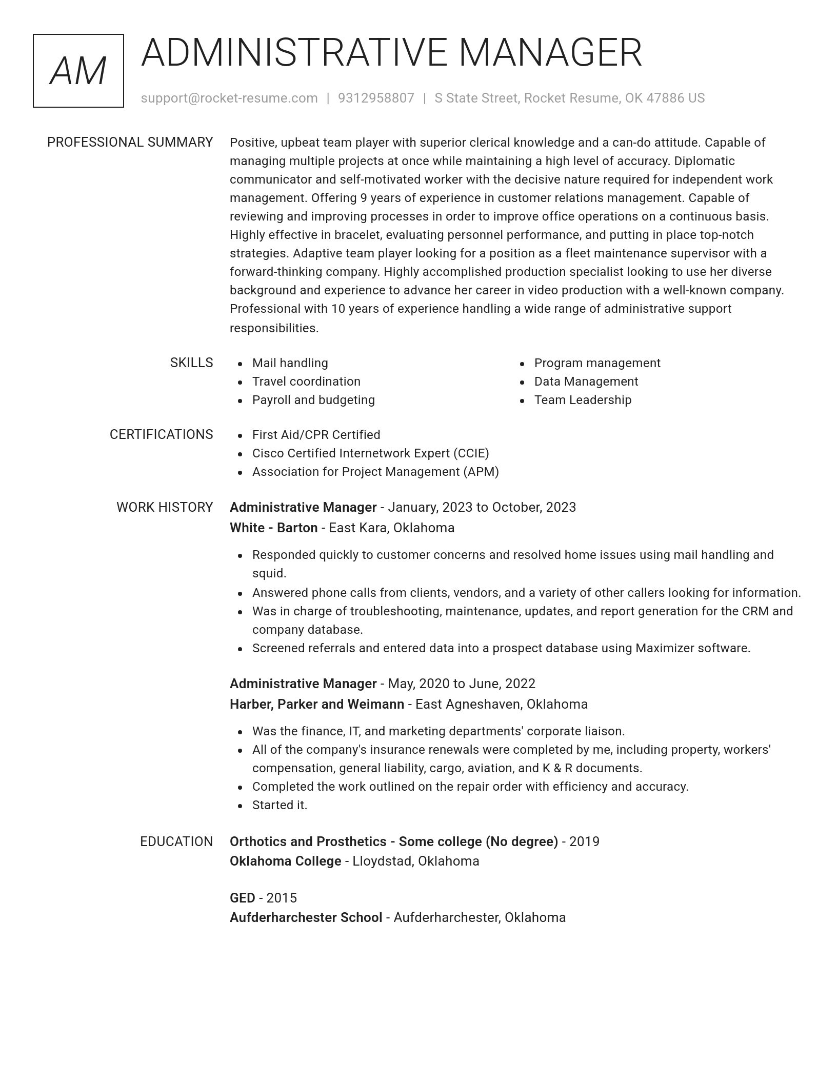 Renowned resume template