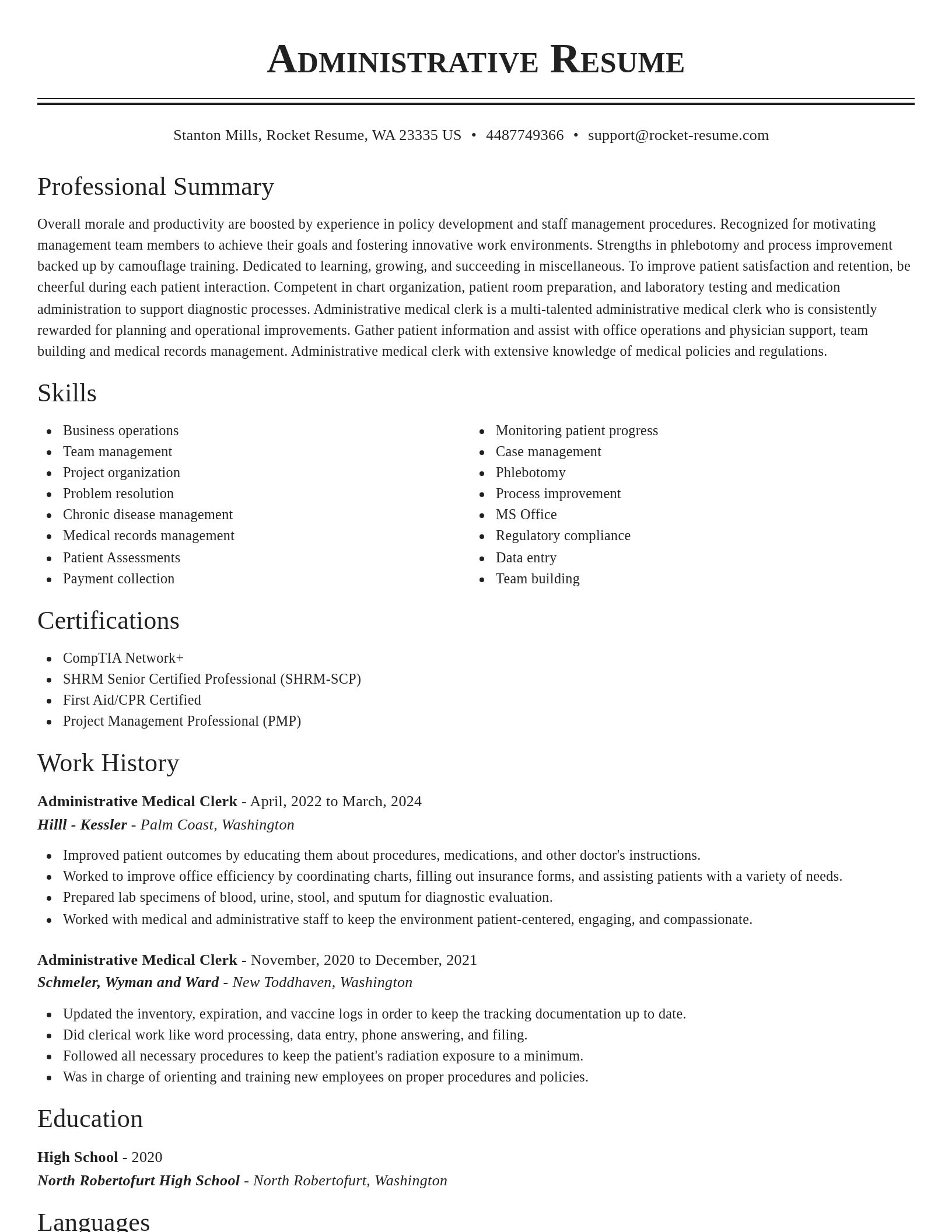 Classic resume template