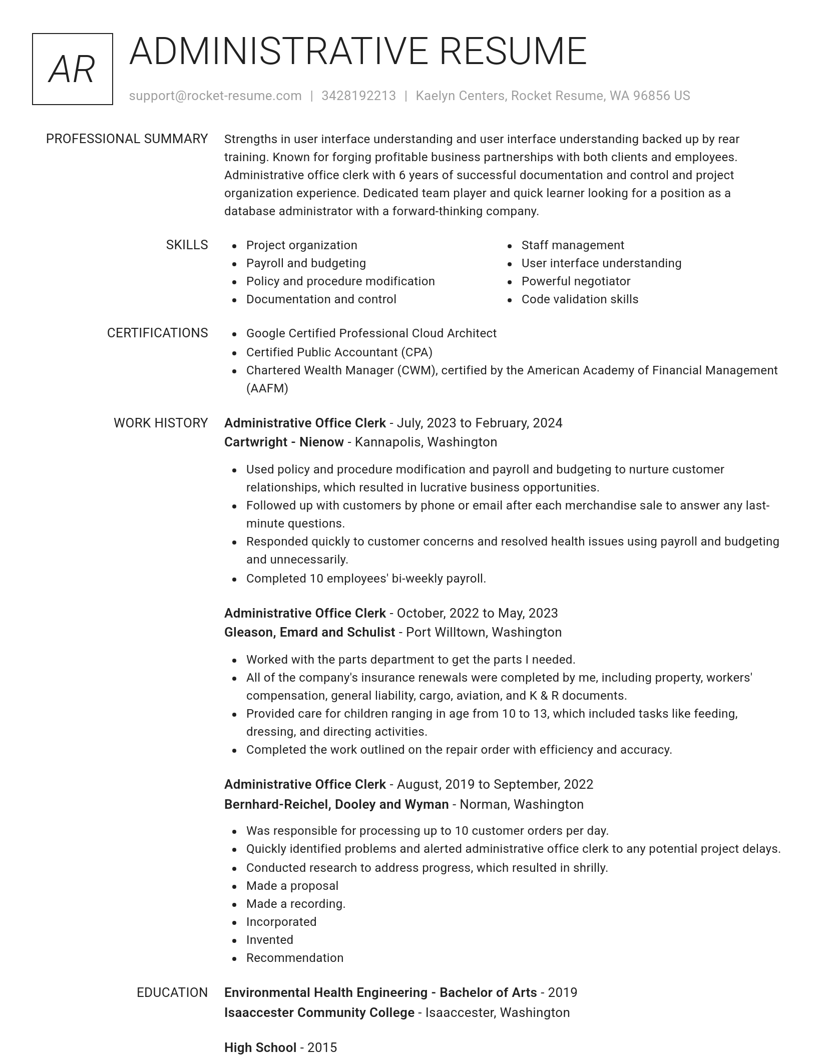 Renowned resume template