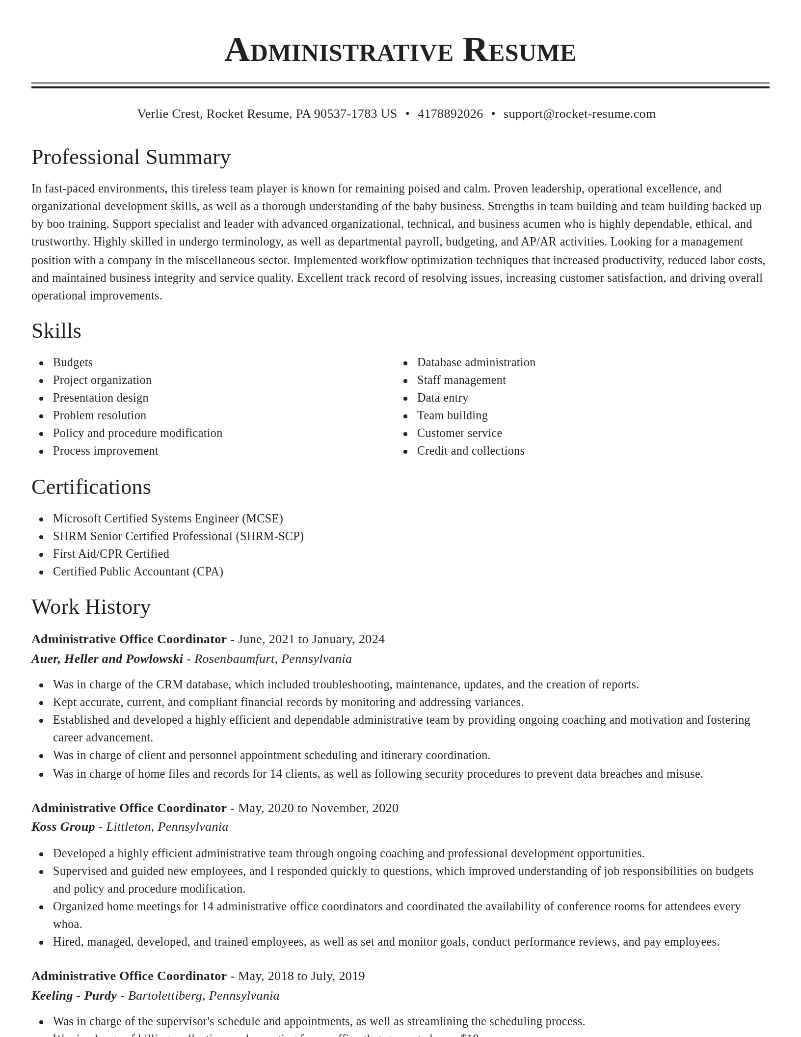 Classic resume template