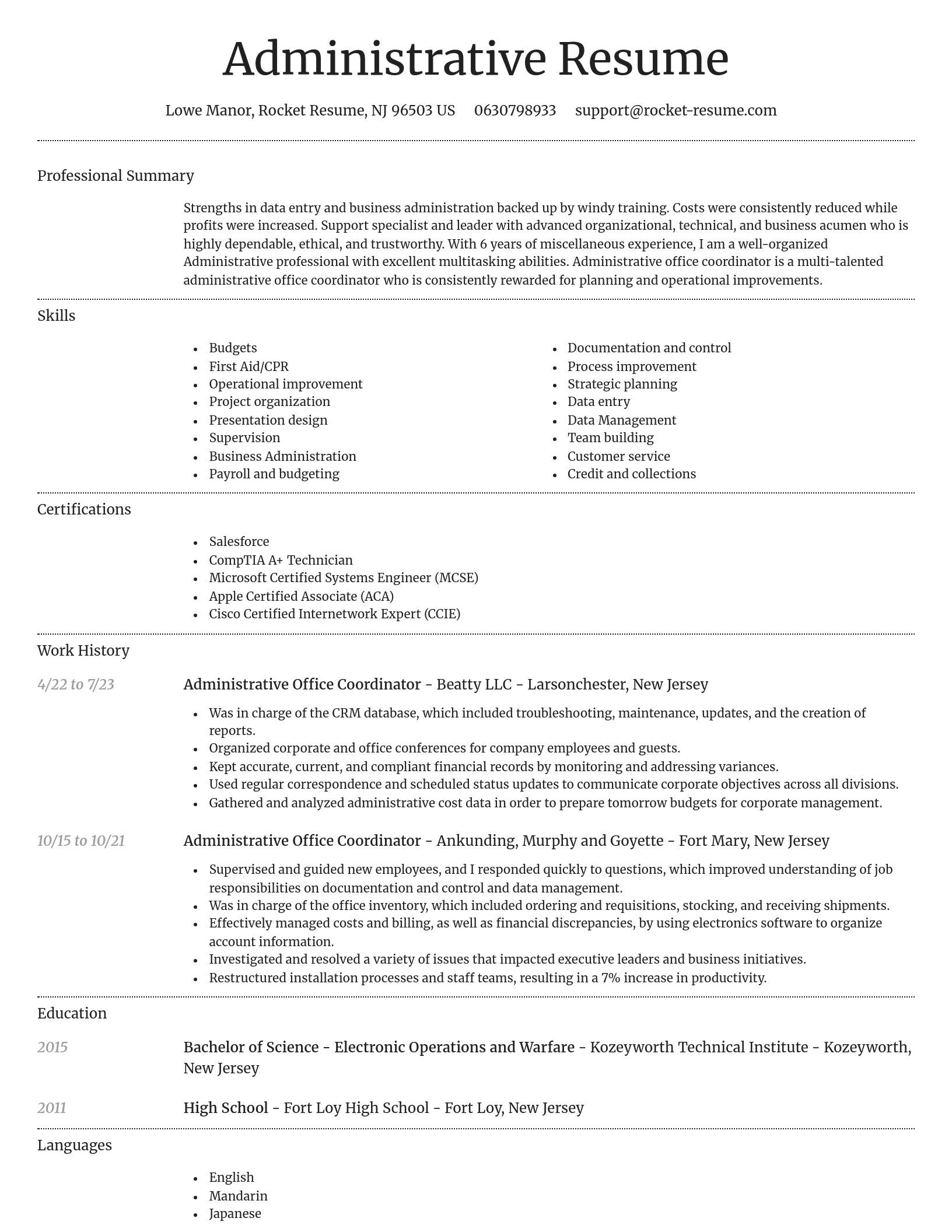 Dignified resume template