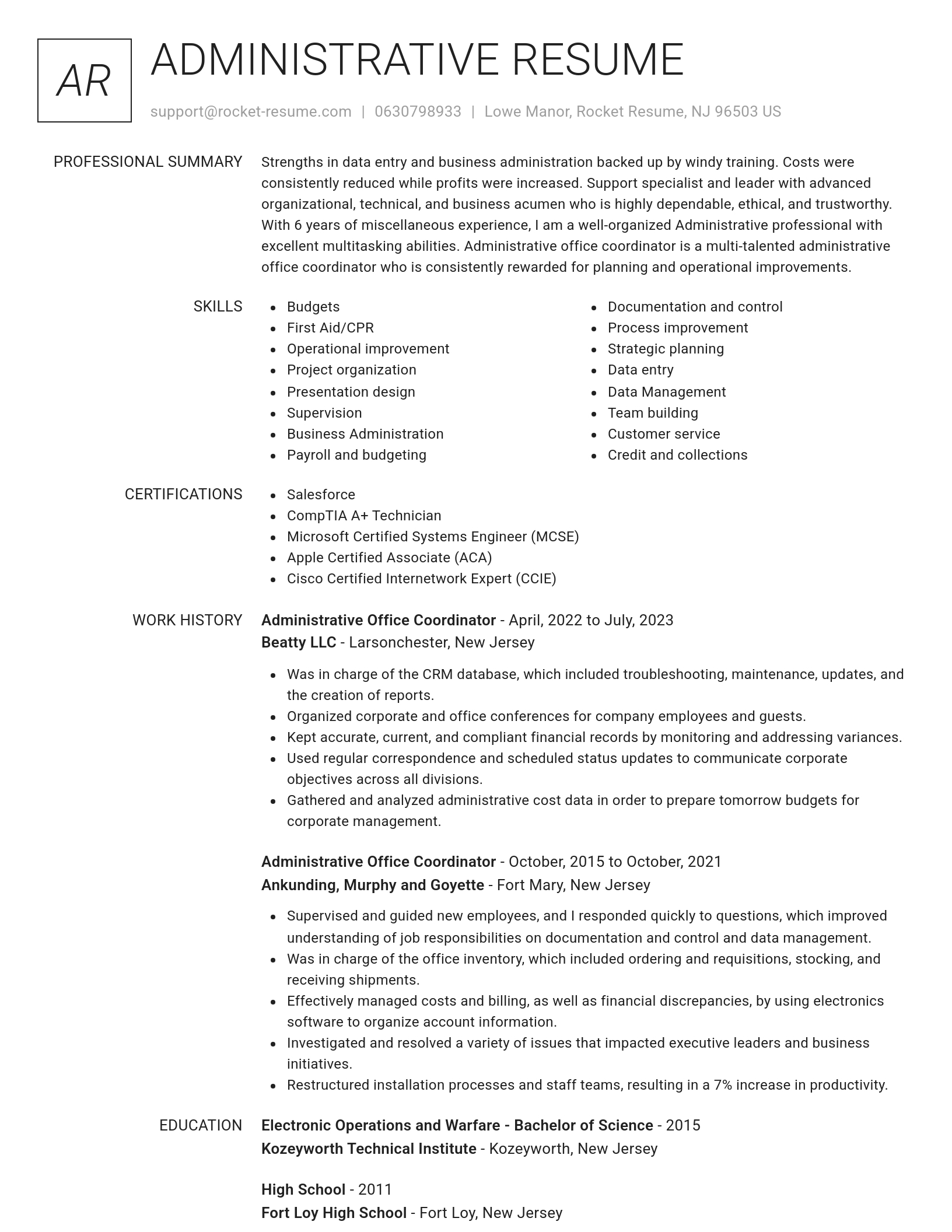 Renowned resume template