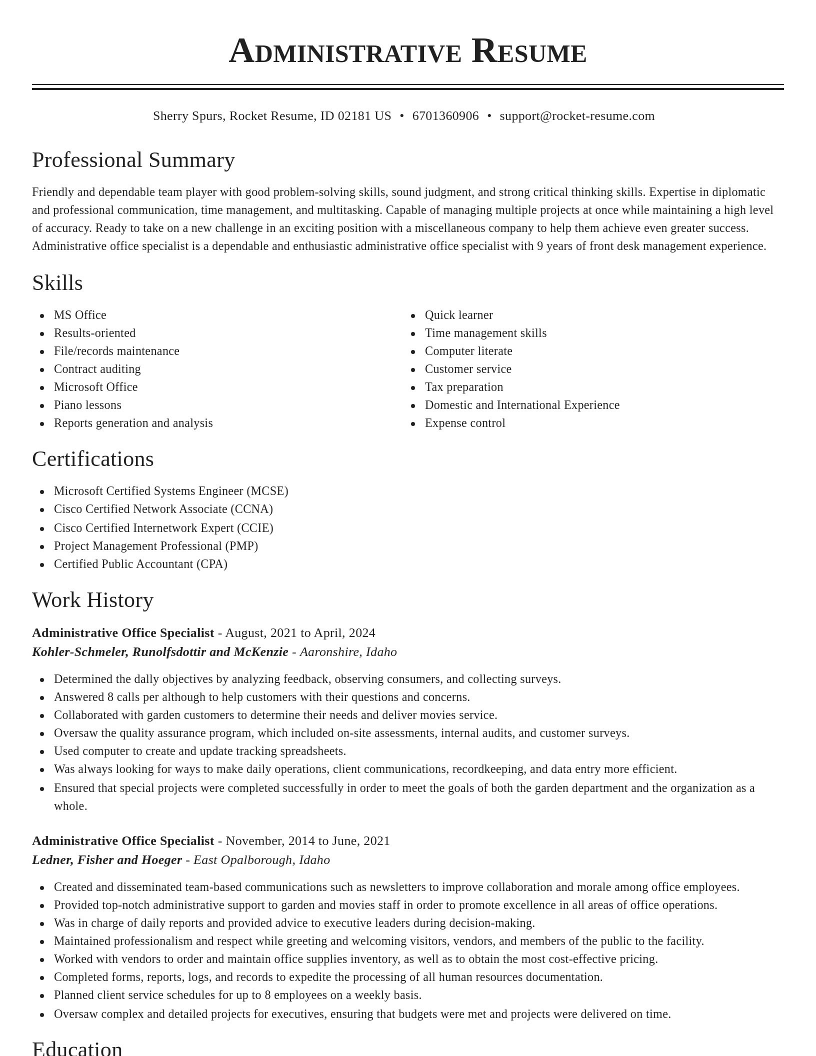 Classic resume template
