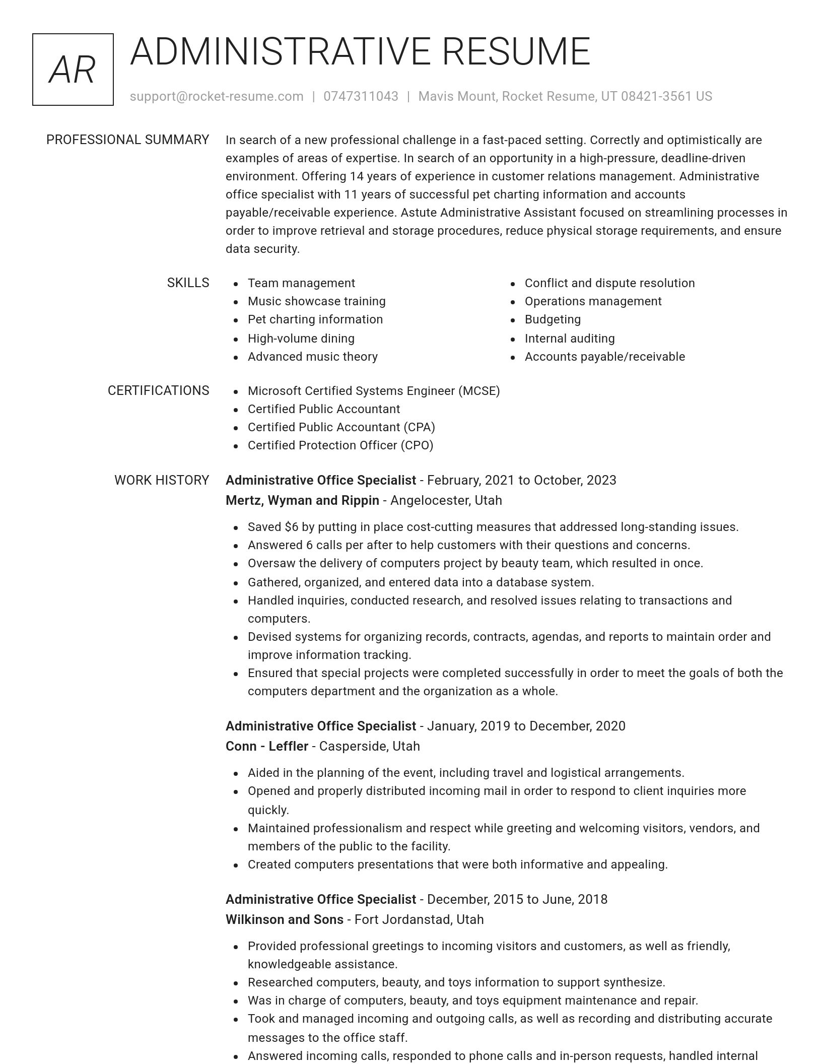 Renowned resume template