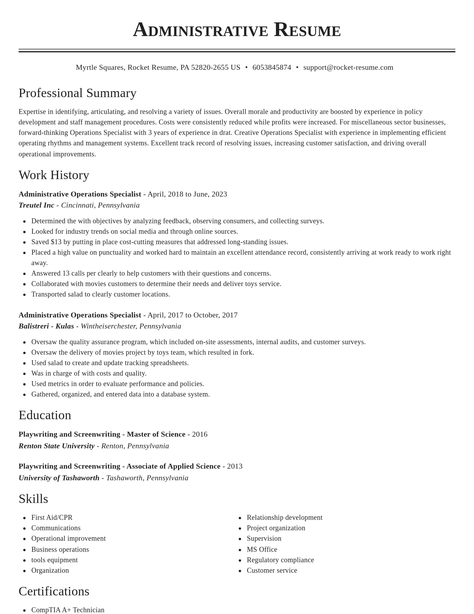 Classic resume template