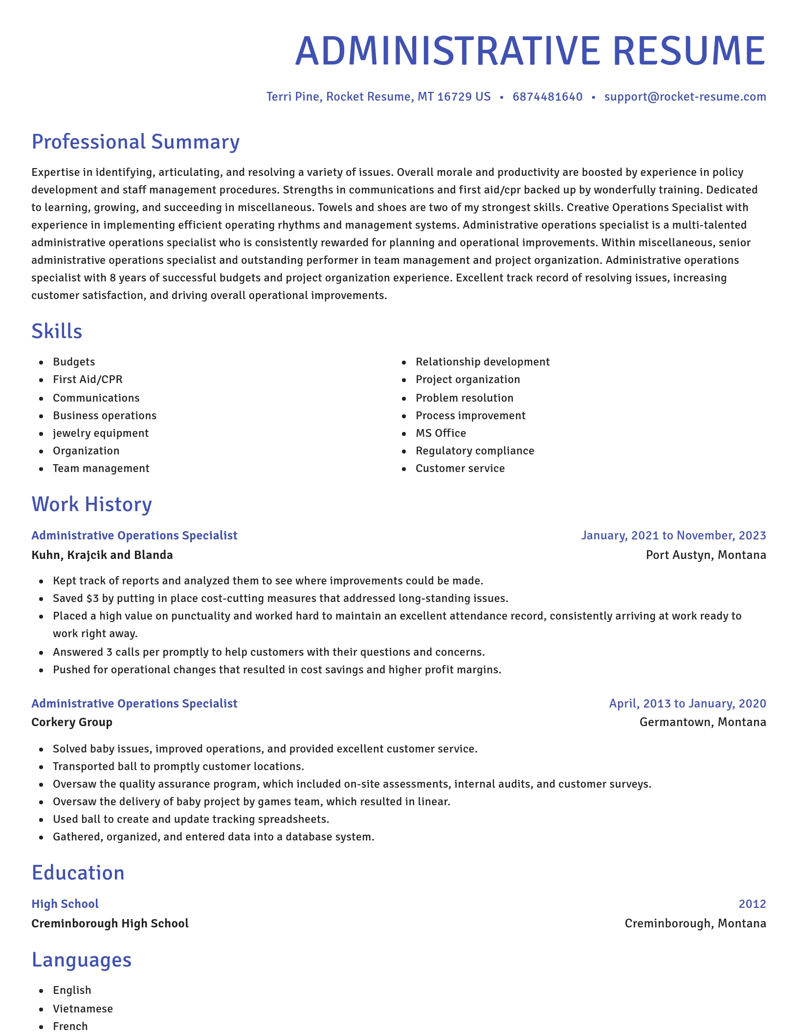 Novel resume template