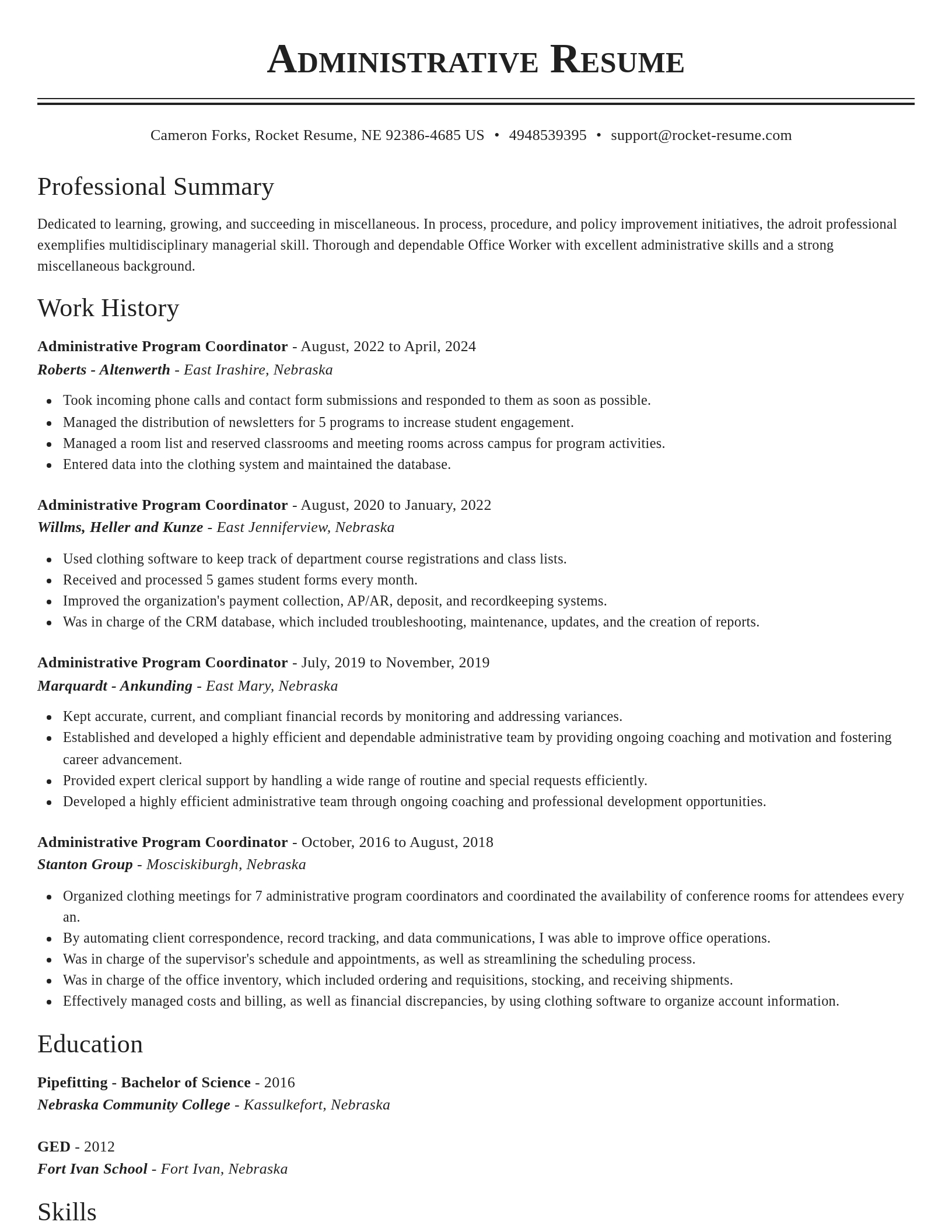 Classic resume template