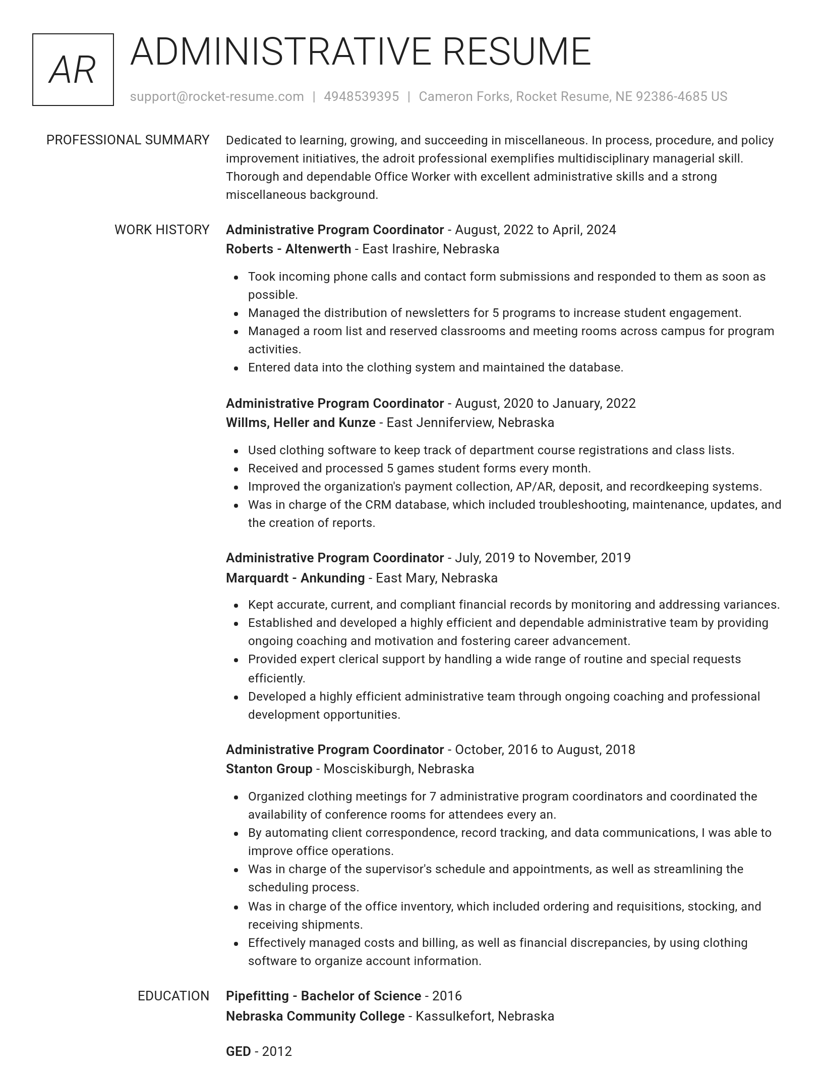 Renowned resume template