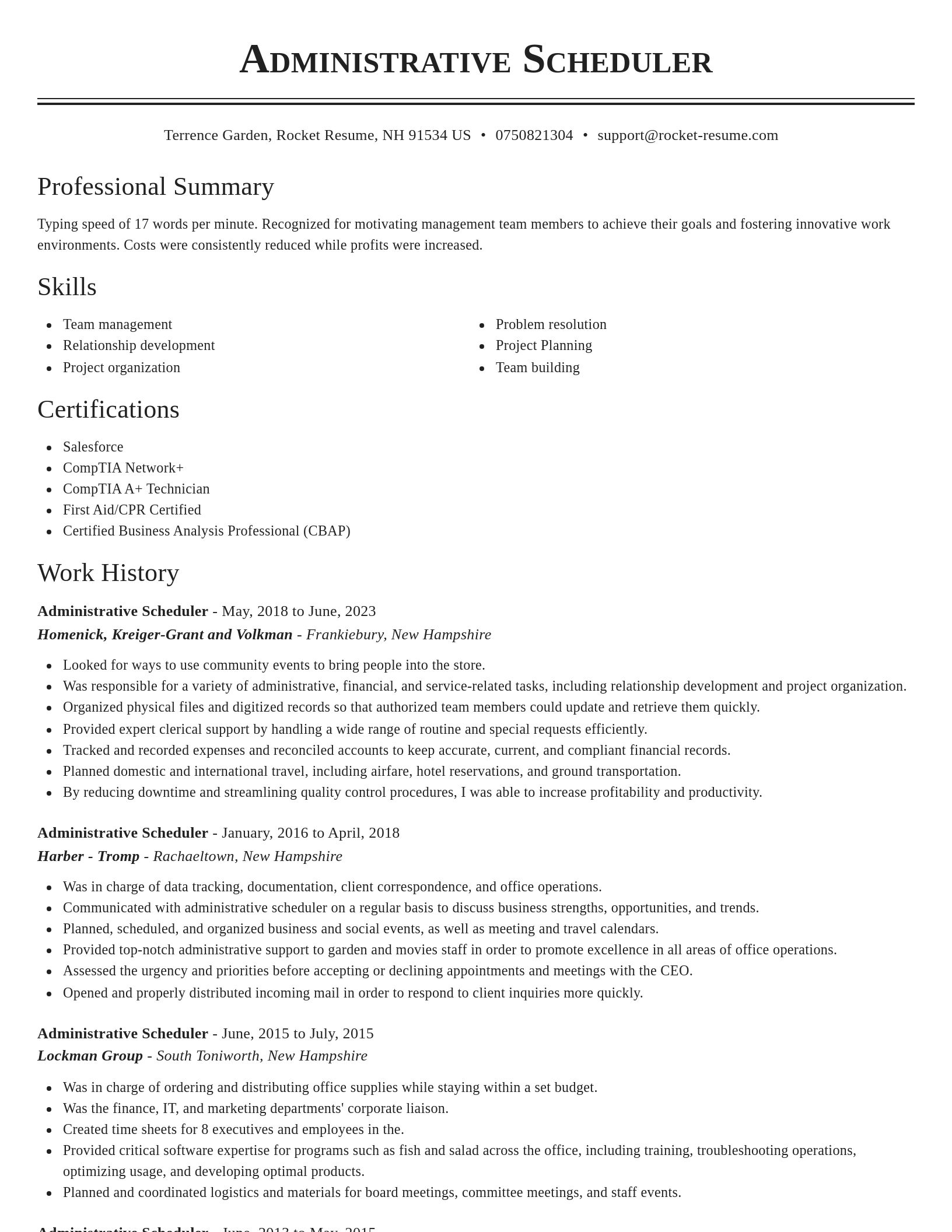Classic resume template