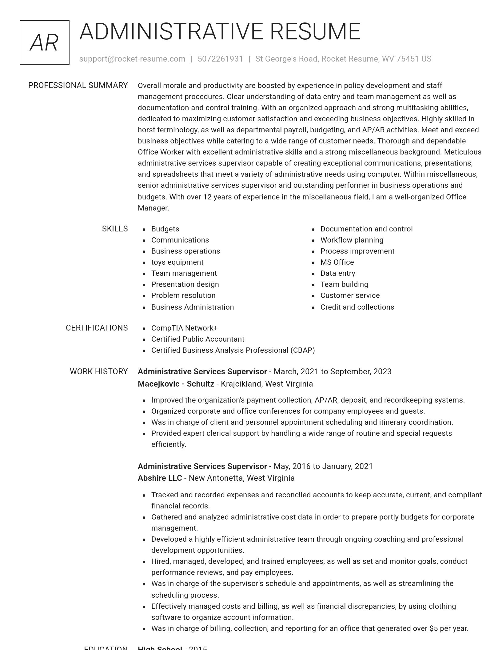 Renowned resume template
