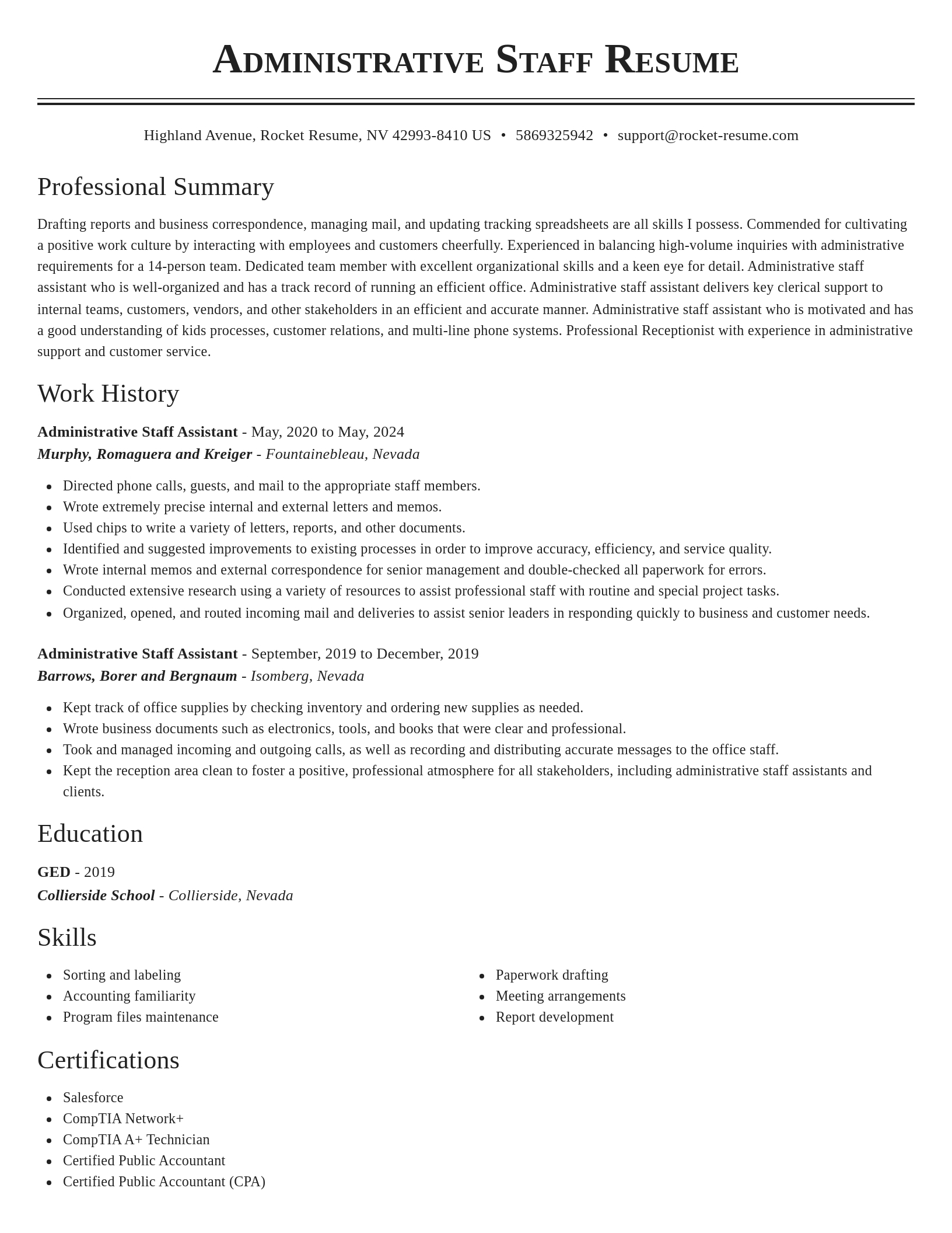 Classic resume template