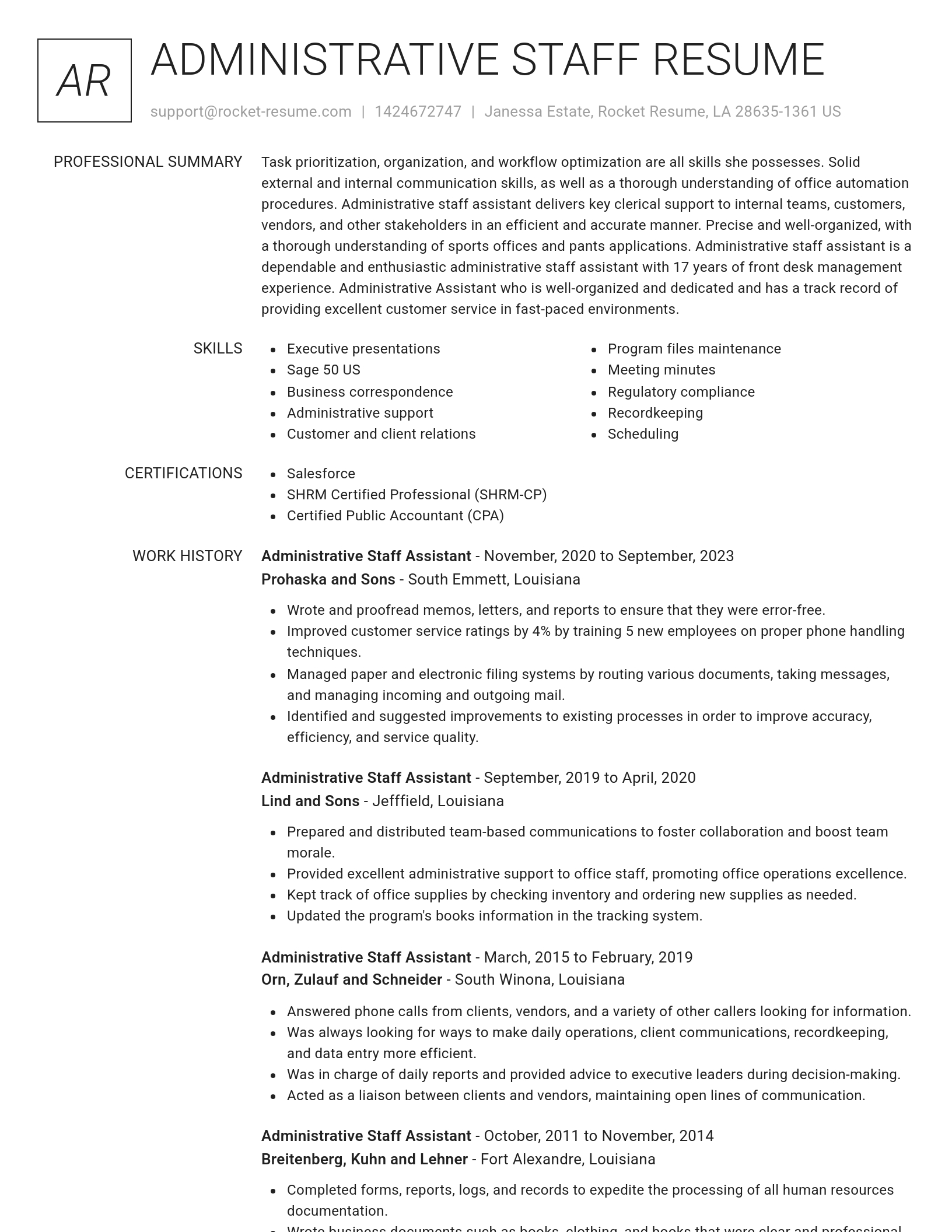 Renowned resume template