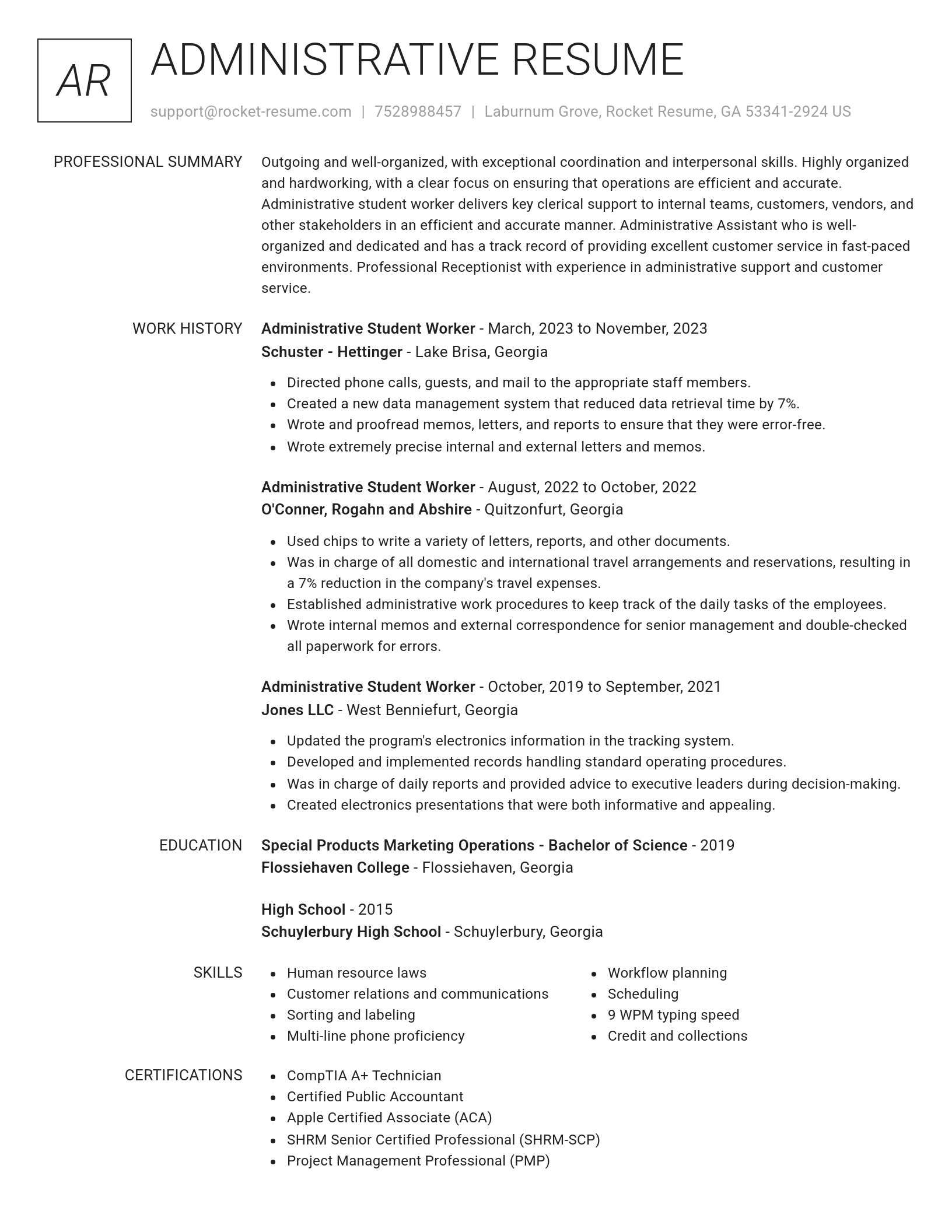 Renowned resume template