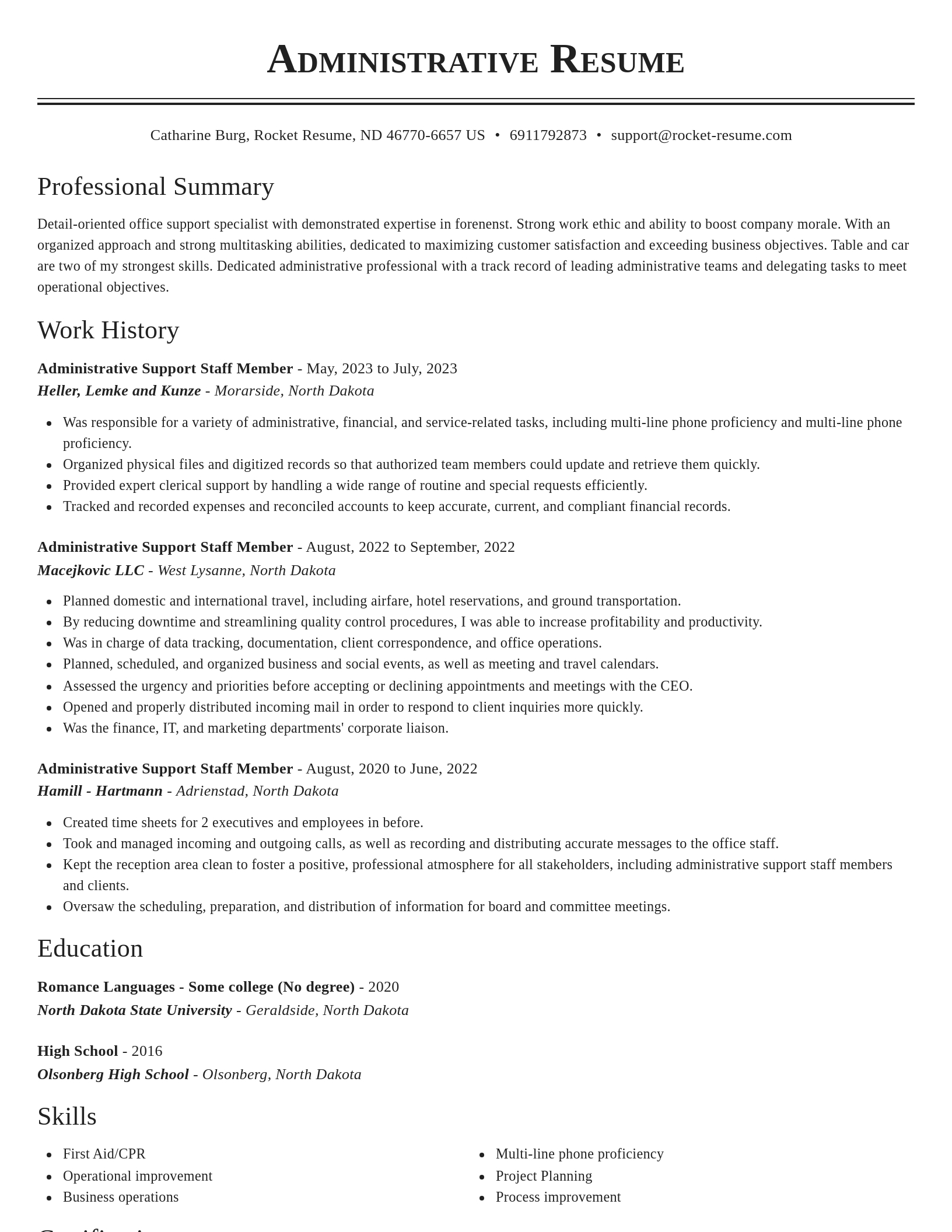 Classic resume template