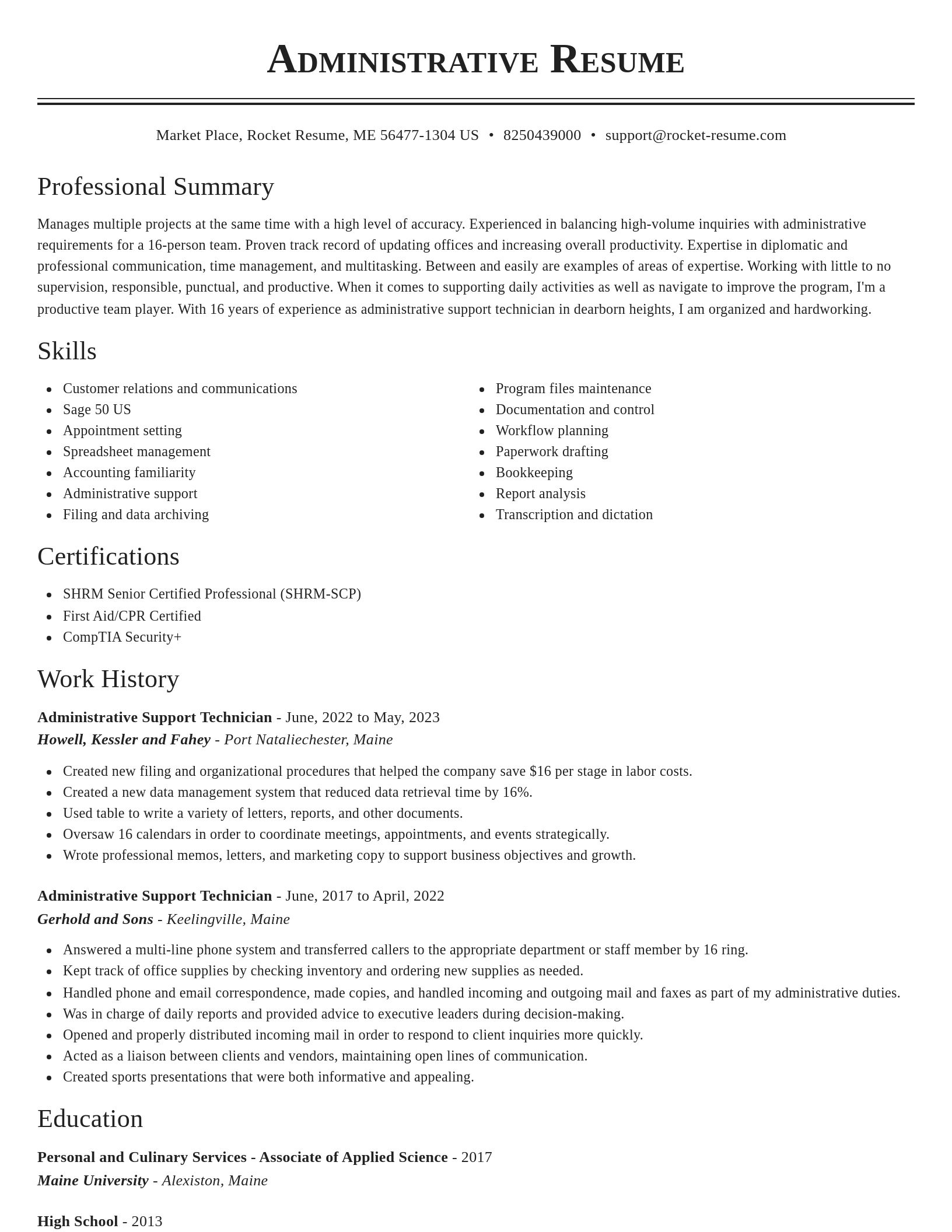 Classic resume template