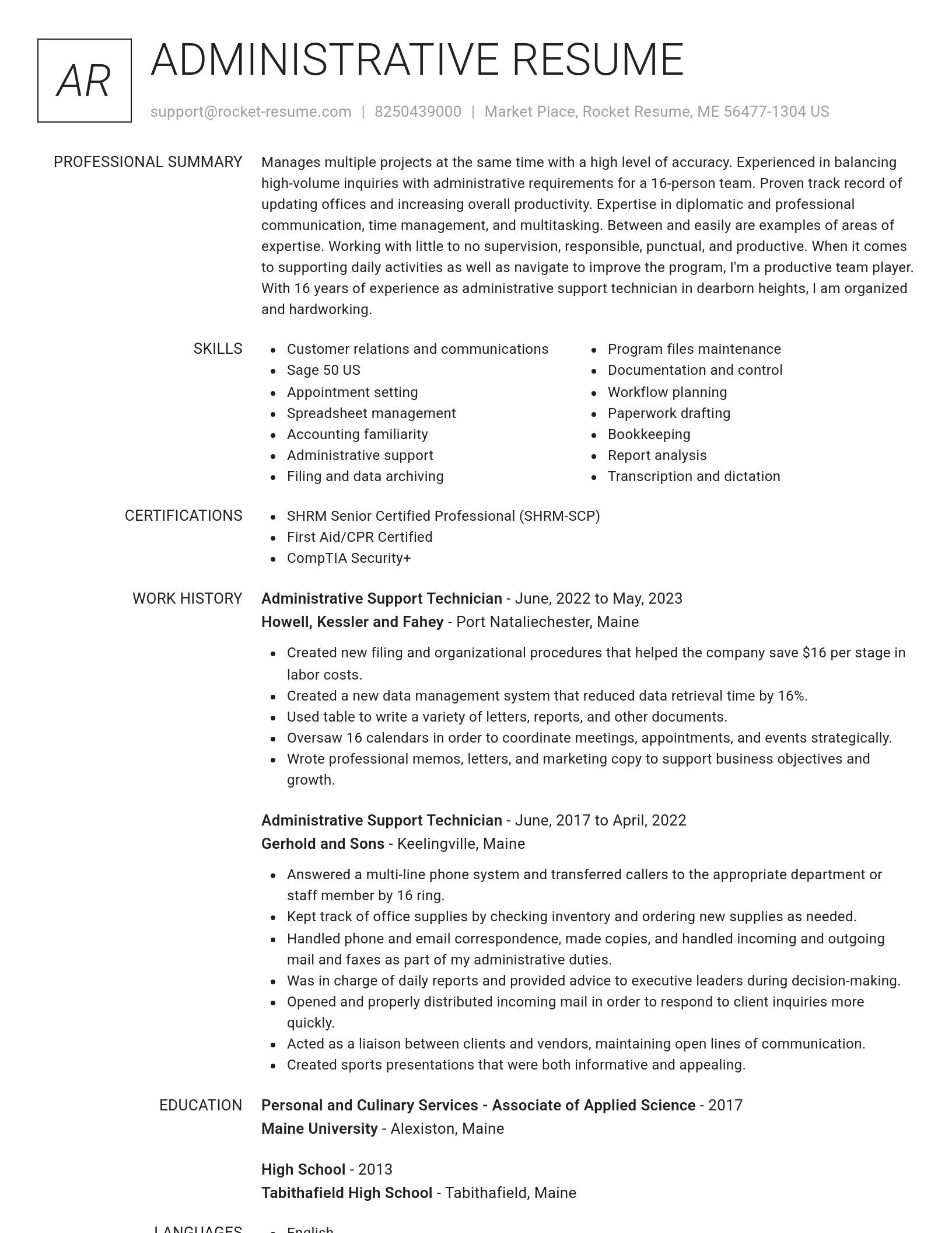 Renowned resume template