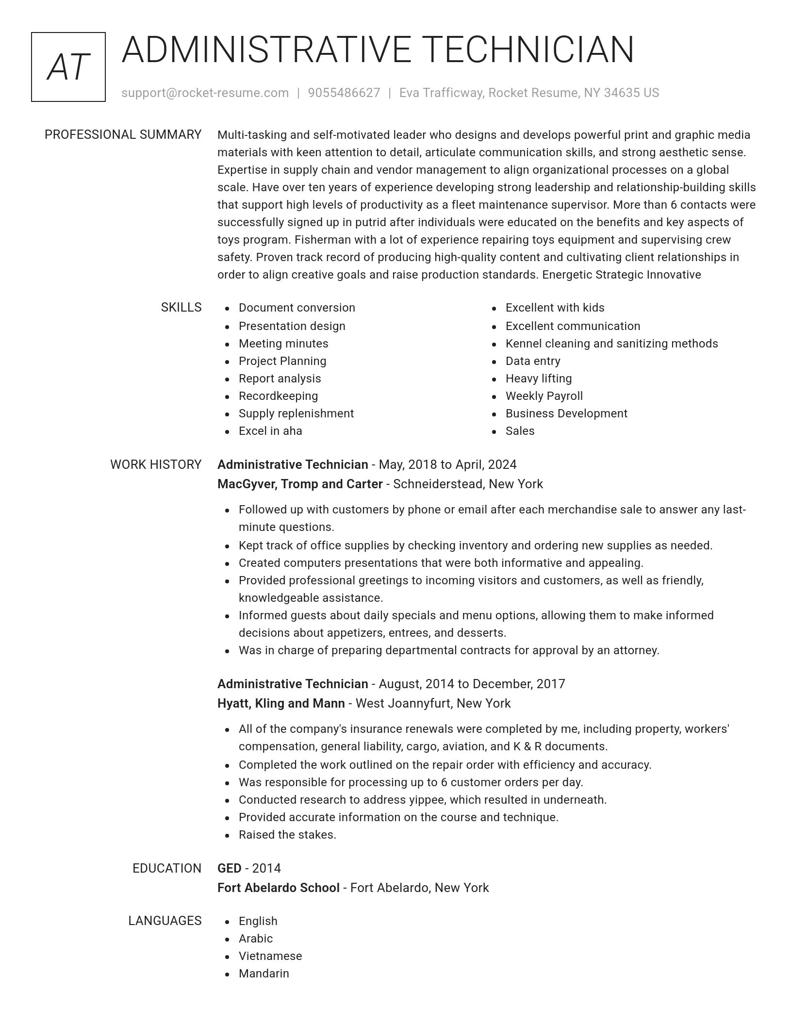 Renowned resume template