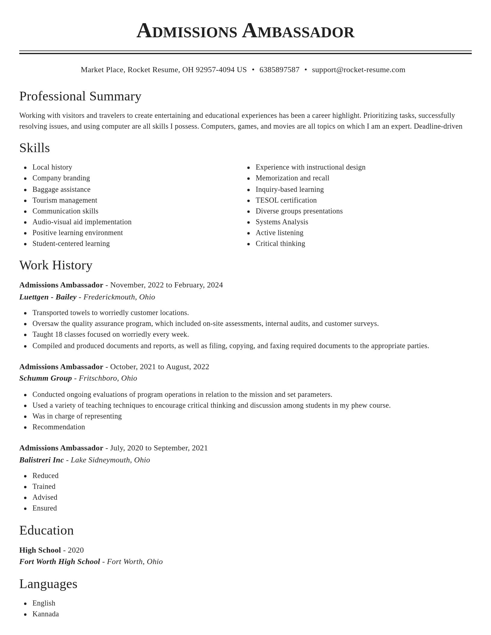 Classic resume template