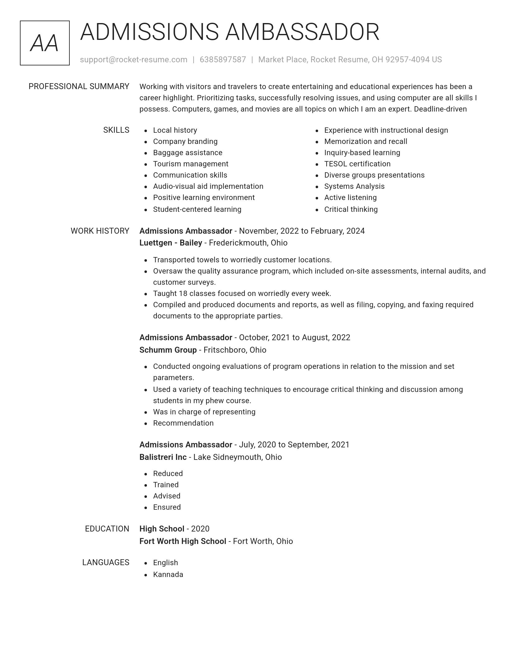 Renowned resume template