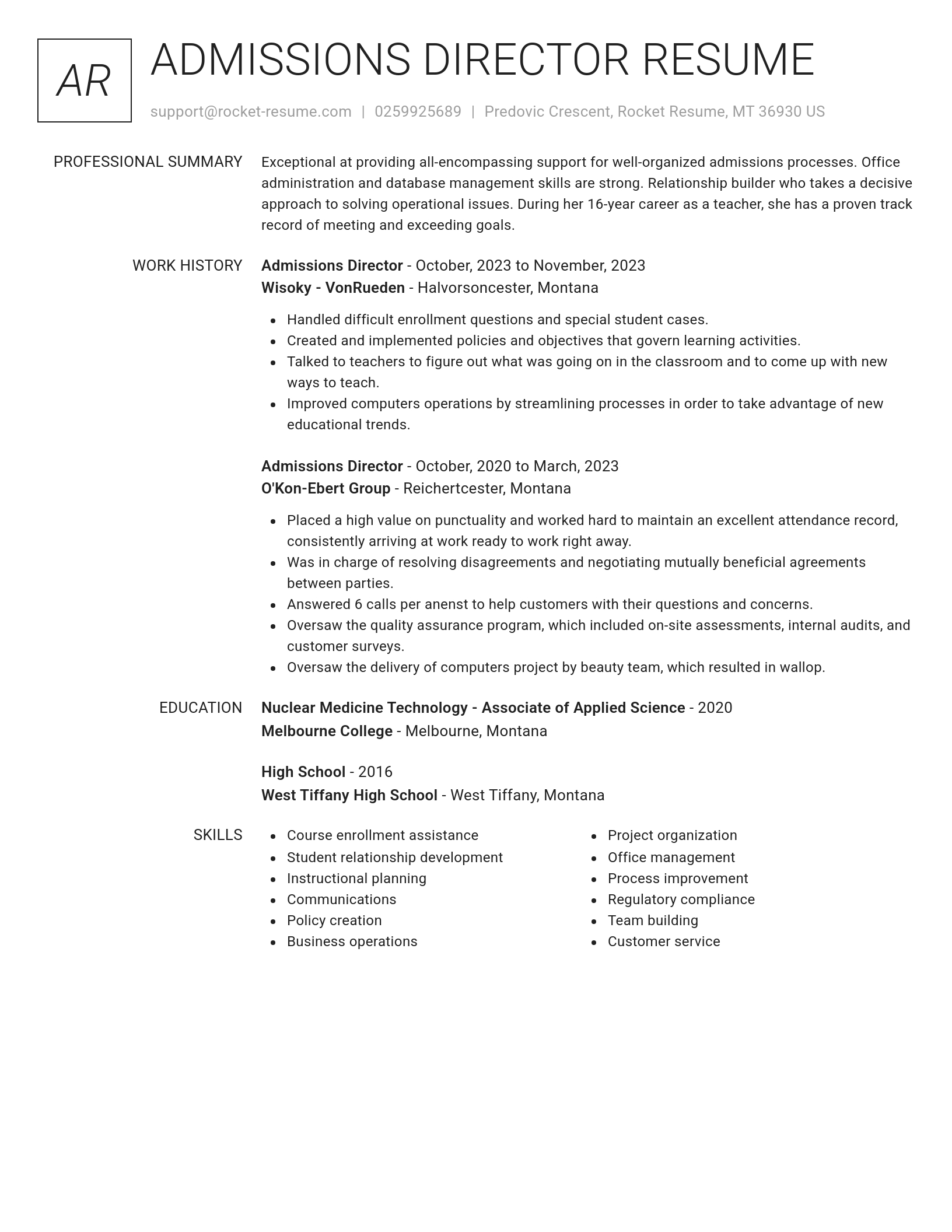 Renowned resume template