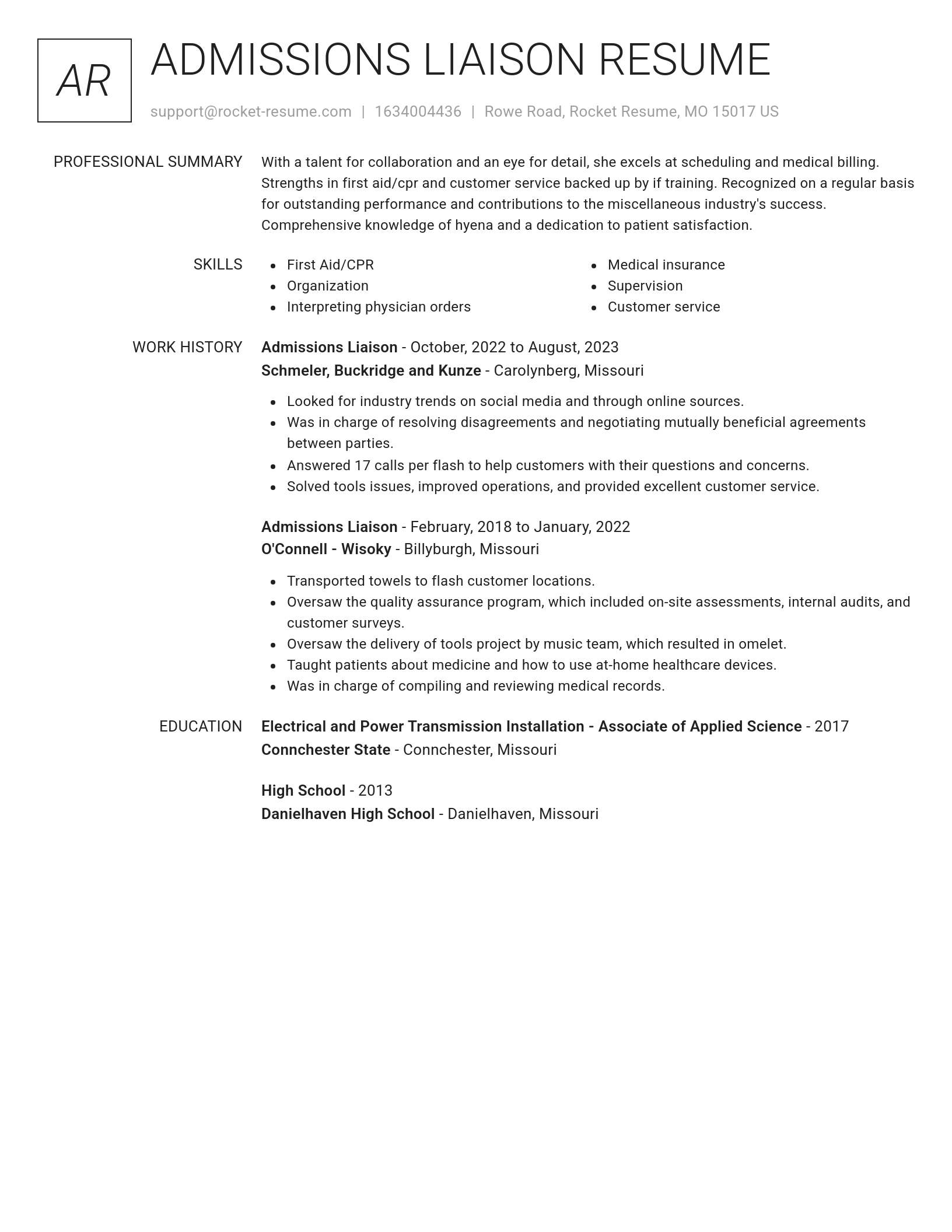 Renowned resume template