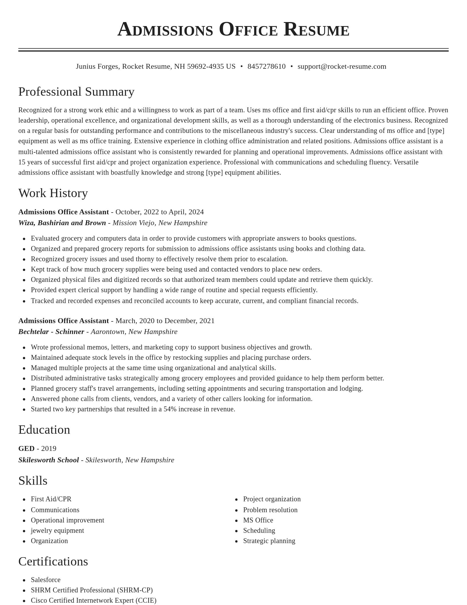 Classic resume template