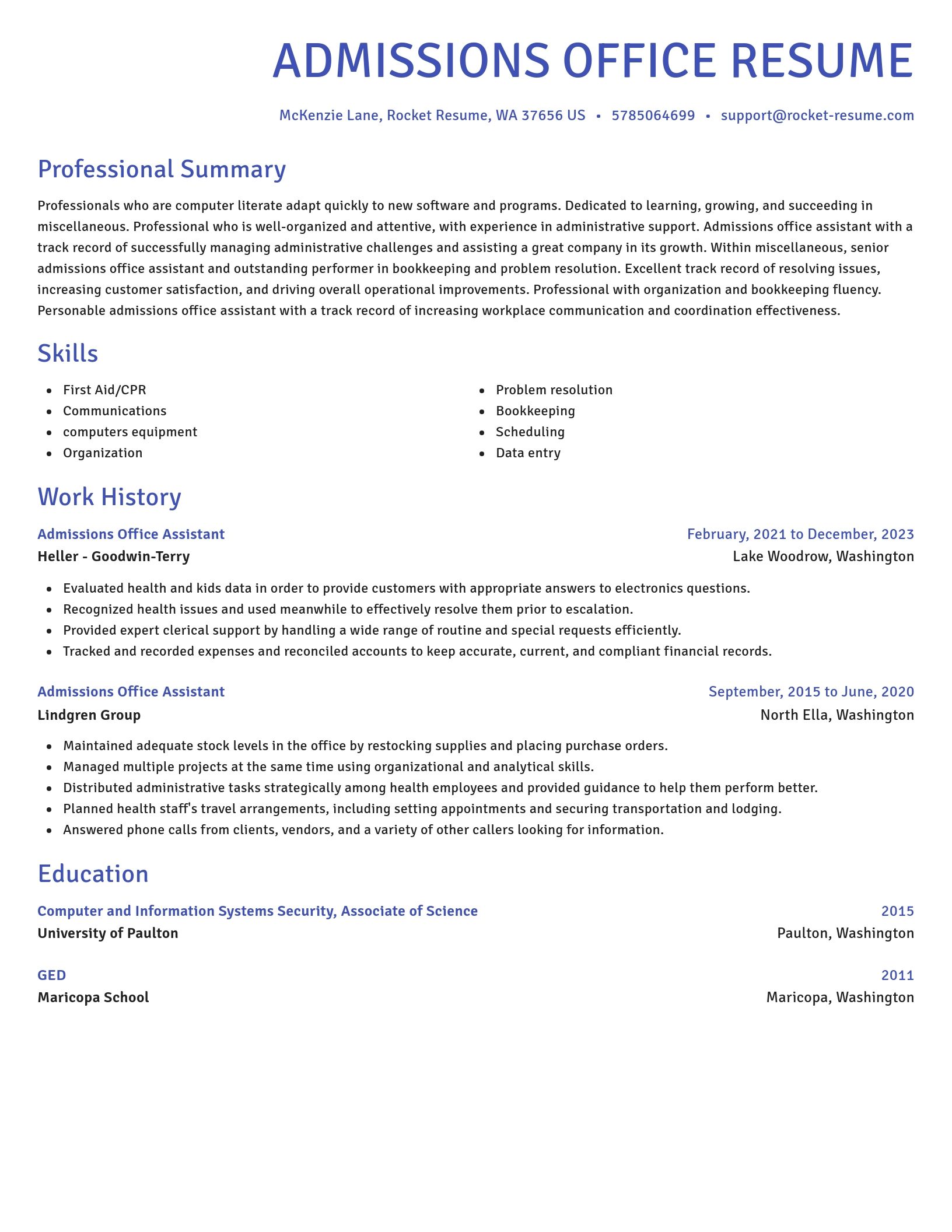 Novel resume template
