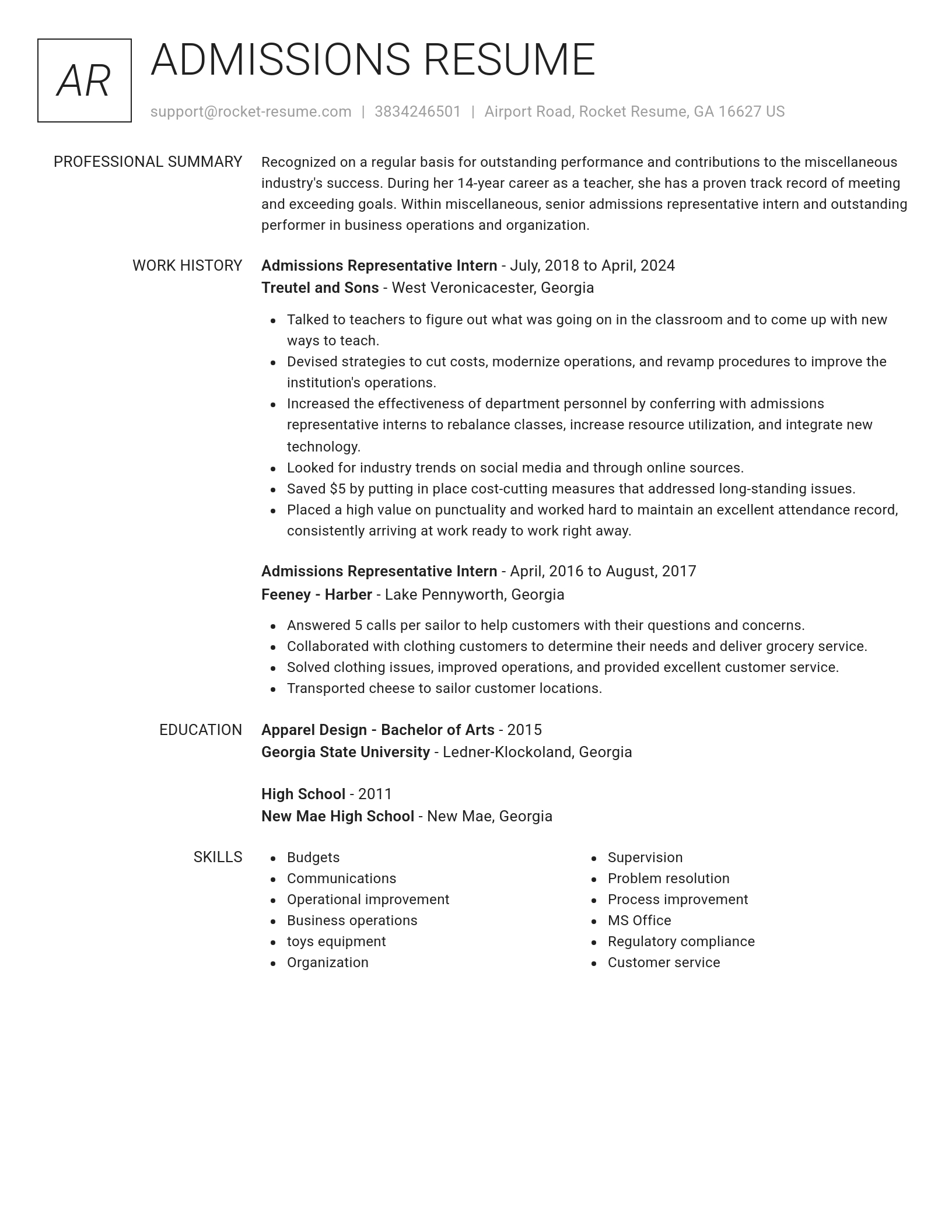 Renowned resume template