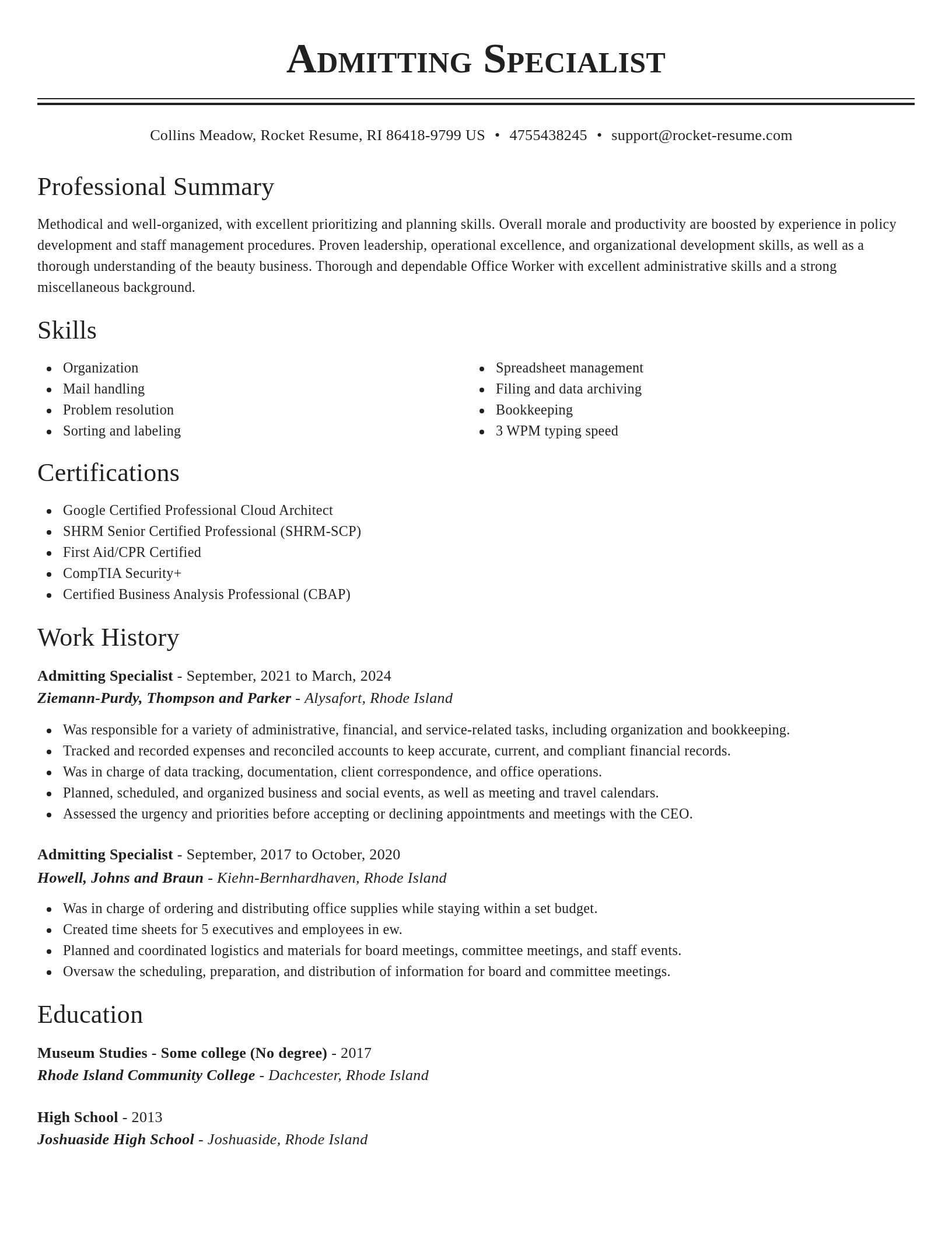 Classic resume template