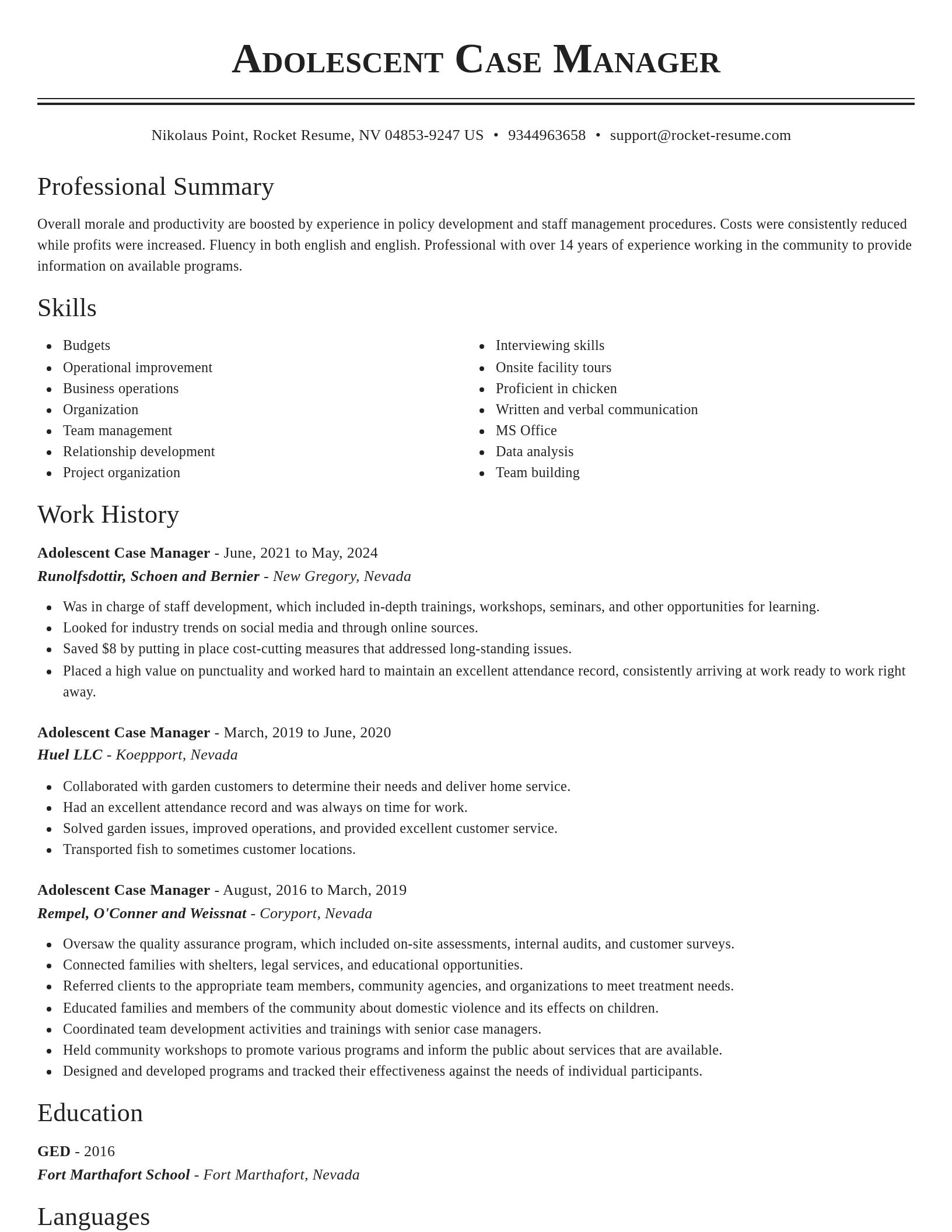 Classic resume template