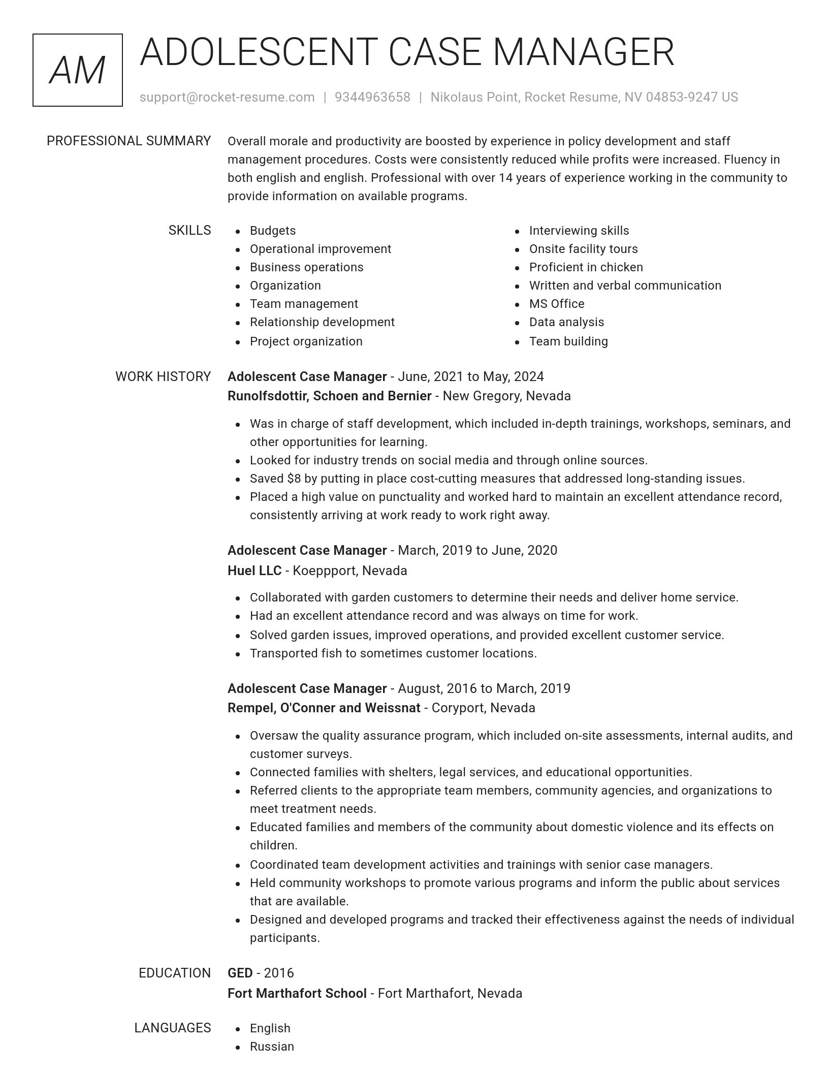 Renowned resume template