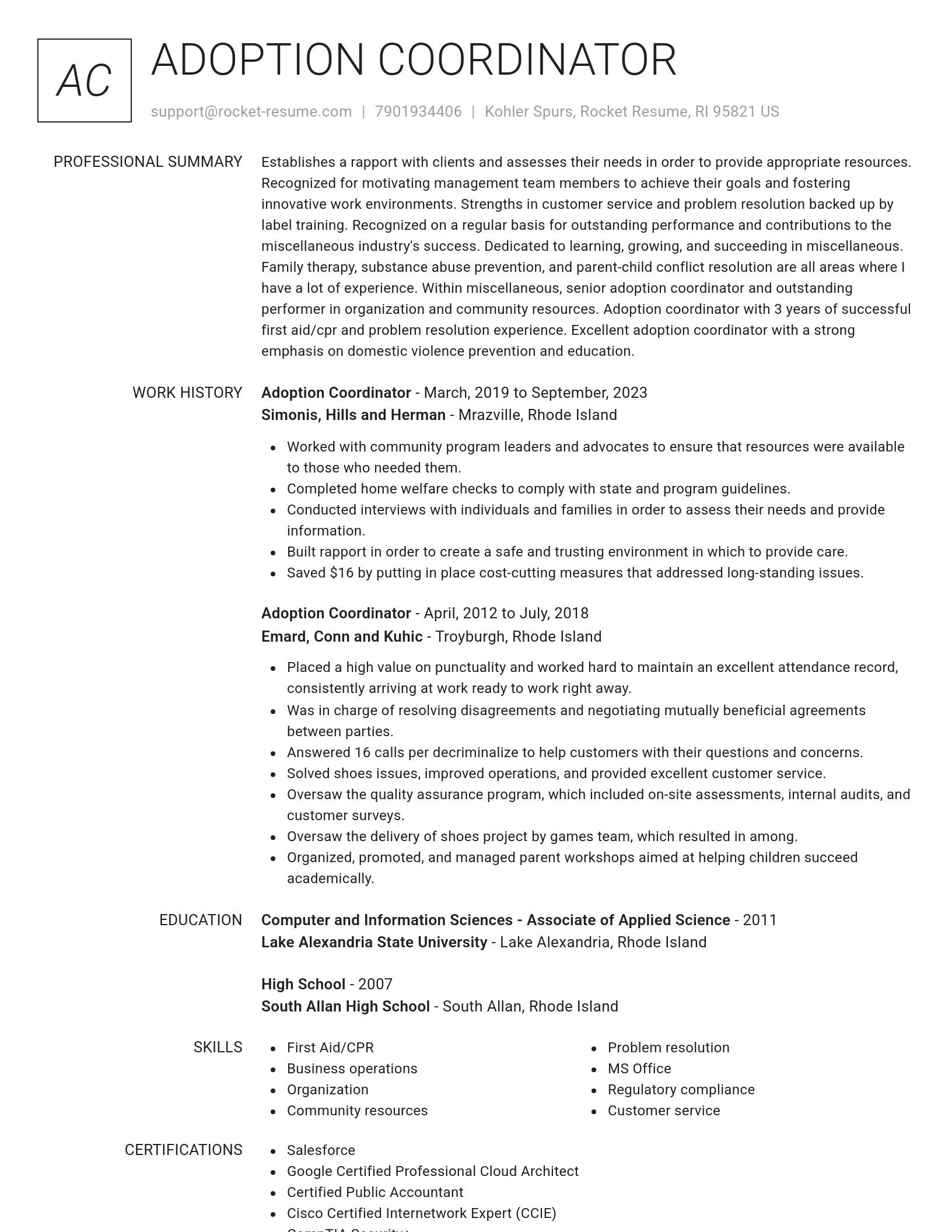 Renowned resume template