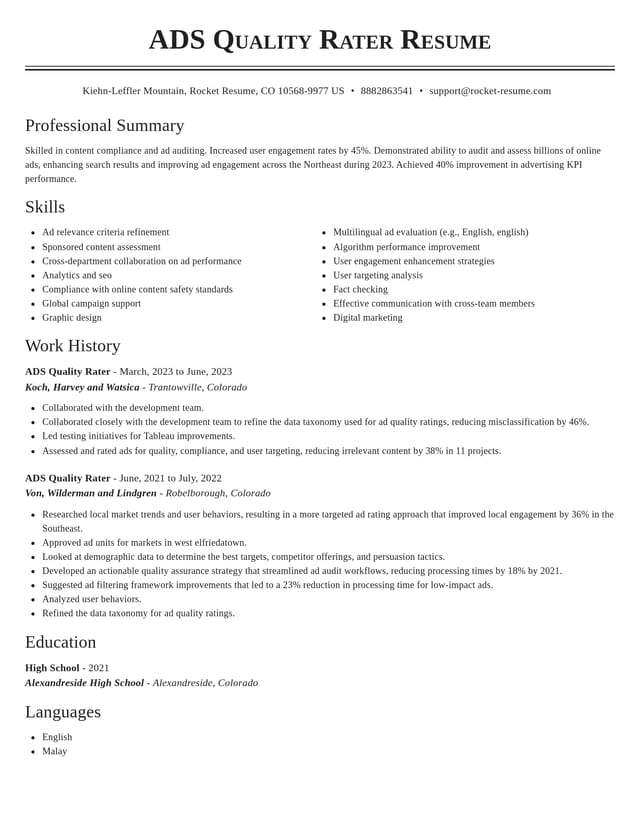 Classic resume template