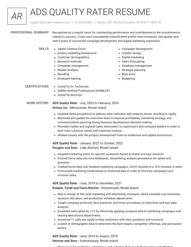 Renowned resume template
