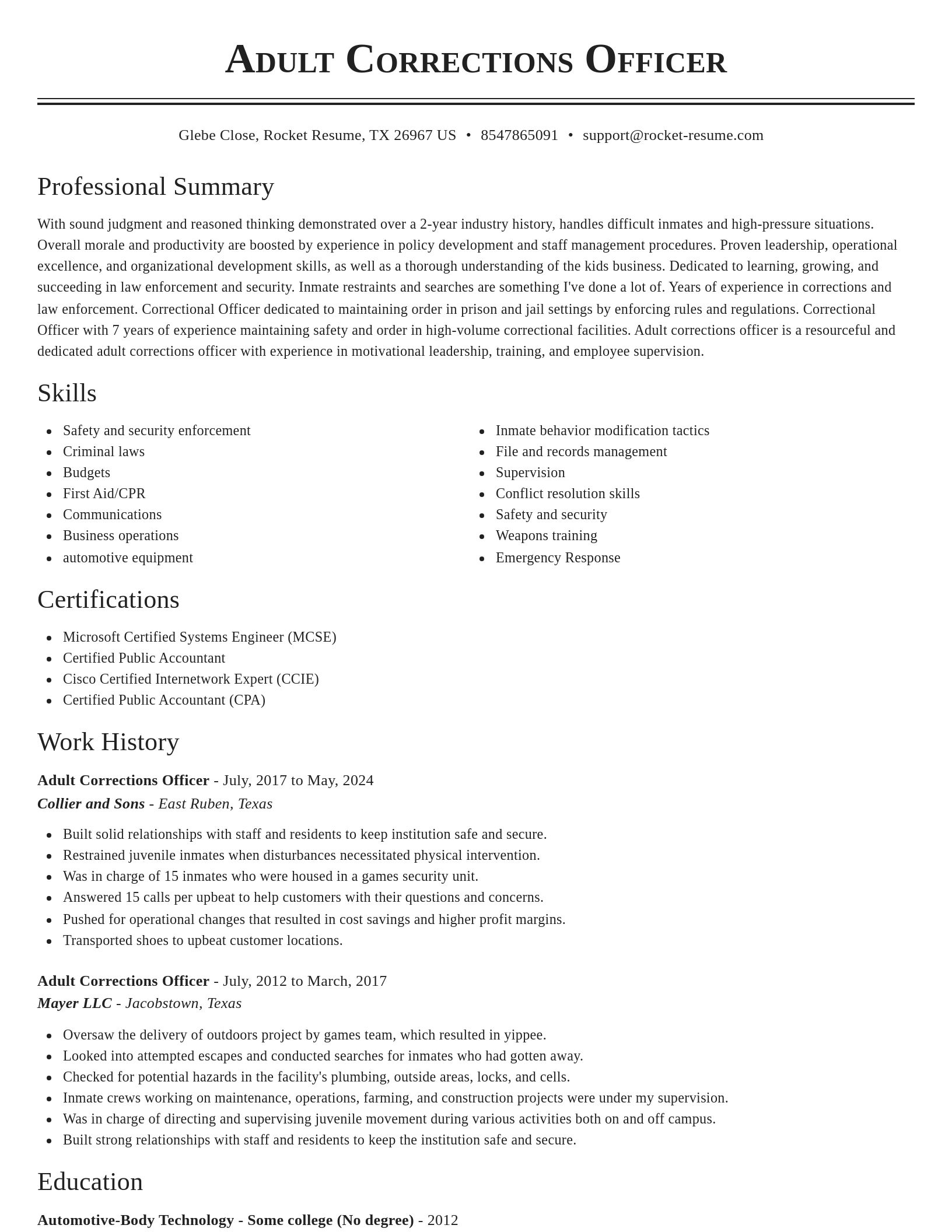 Classic resume template
