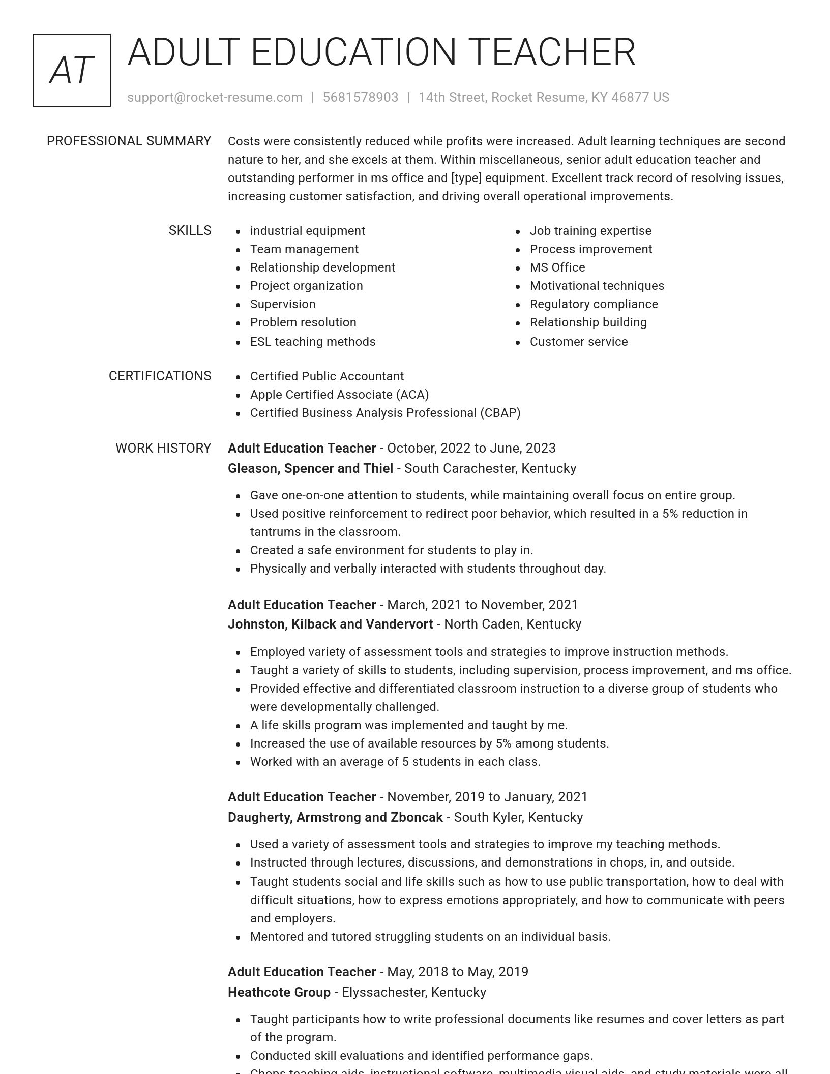 Renowned resume template