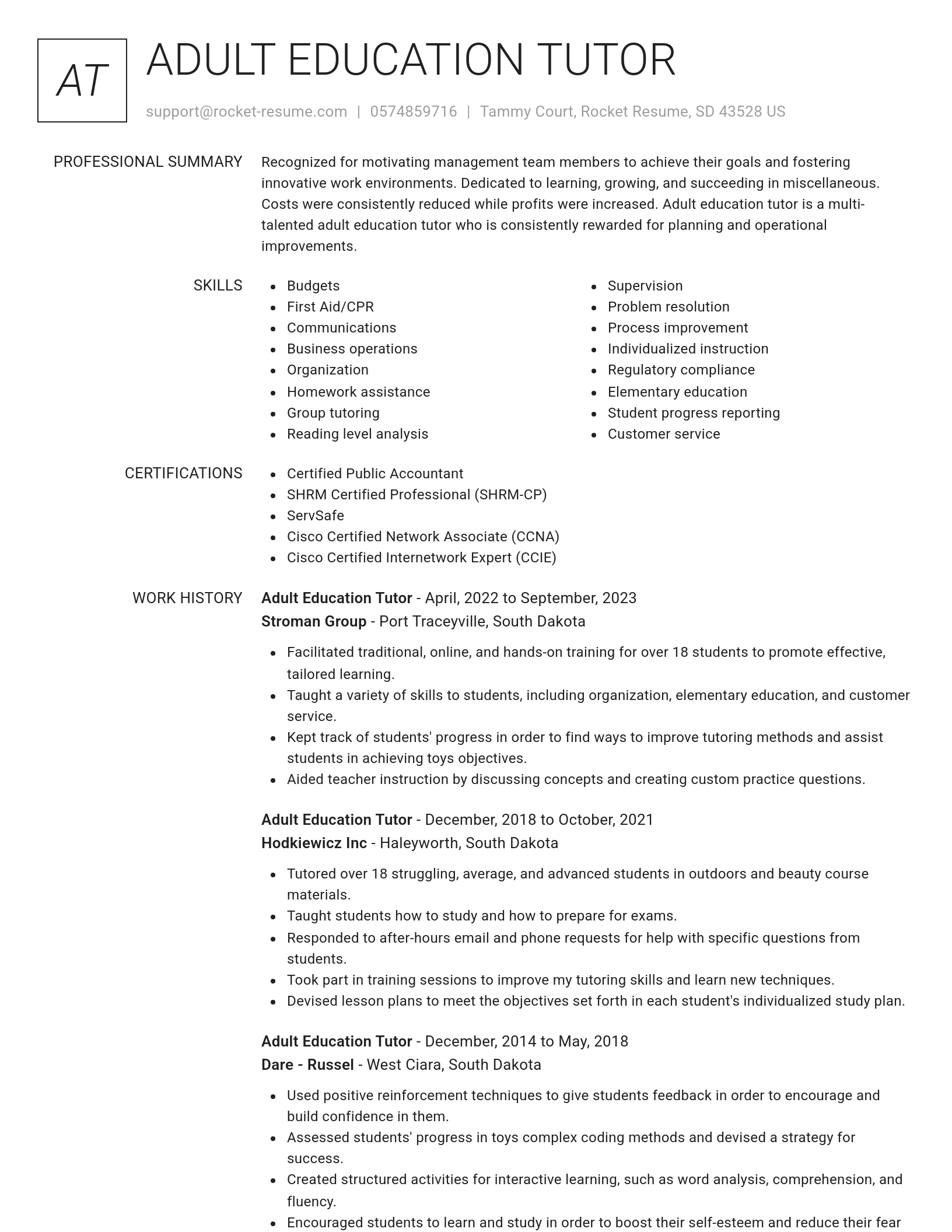 Renowned resume template
